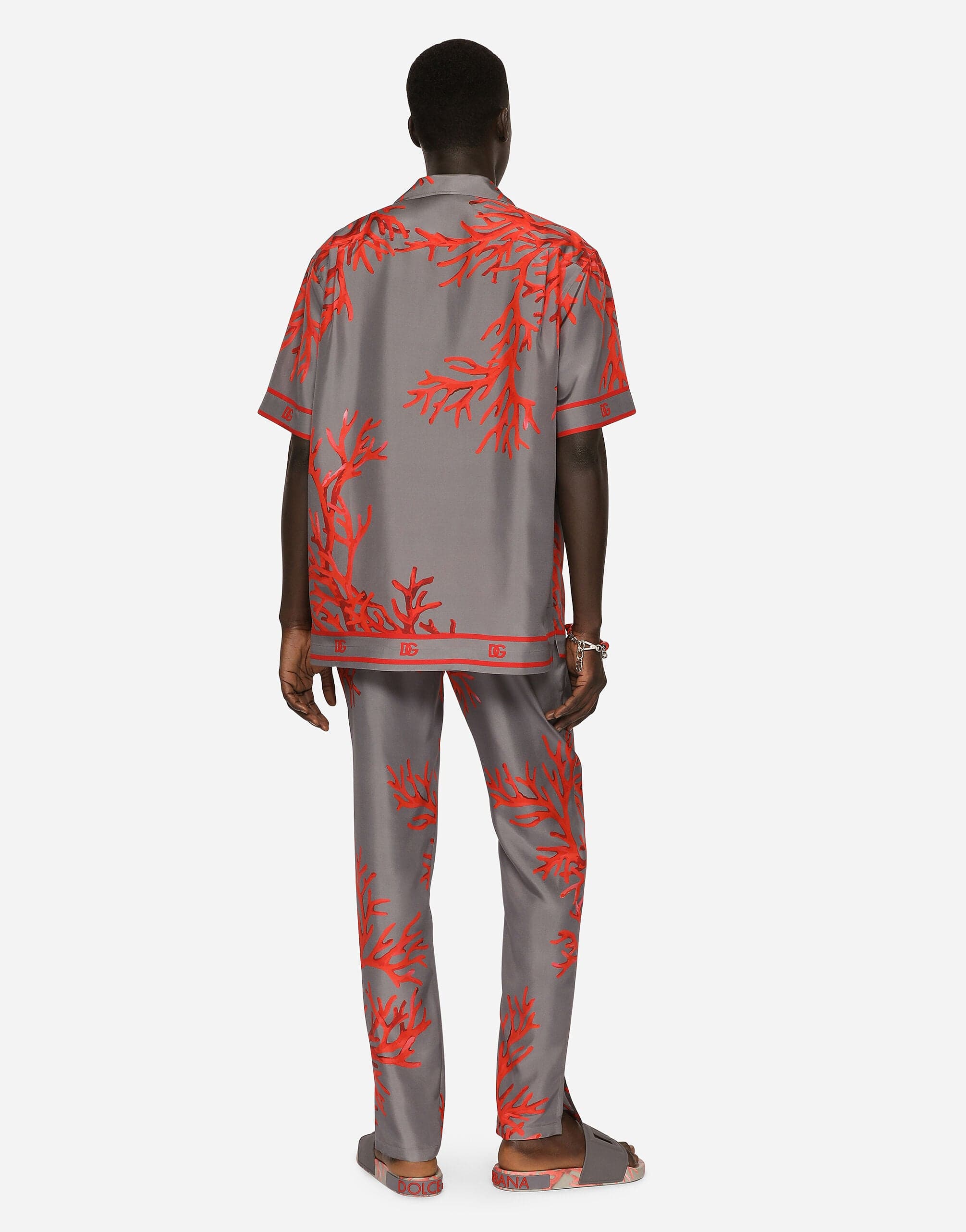 Dolce & Gabbana Coral-Print Habotai Hawaiian Shirt