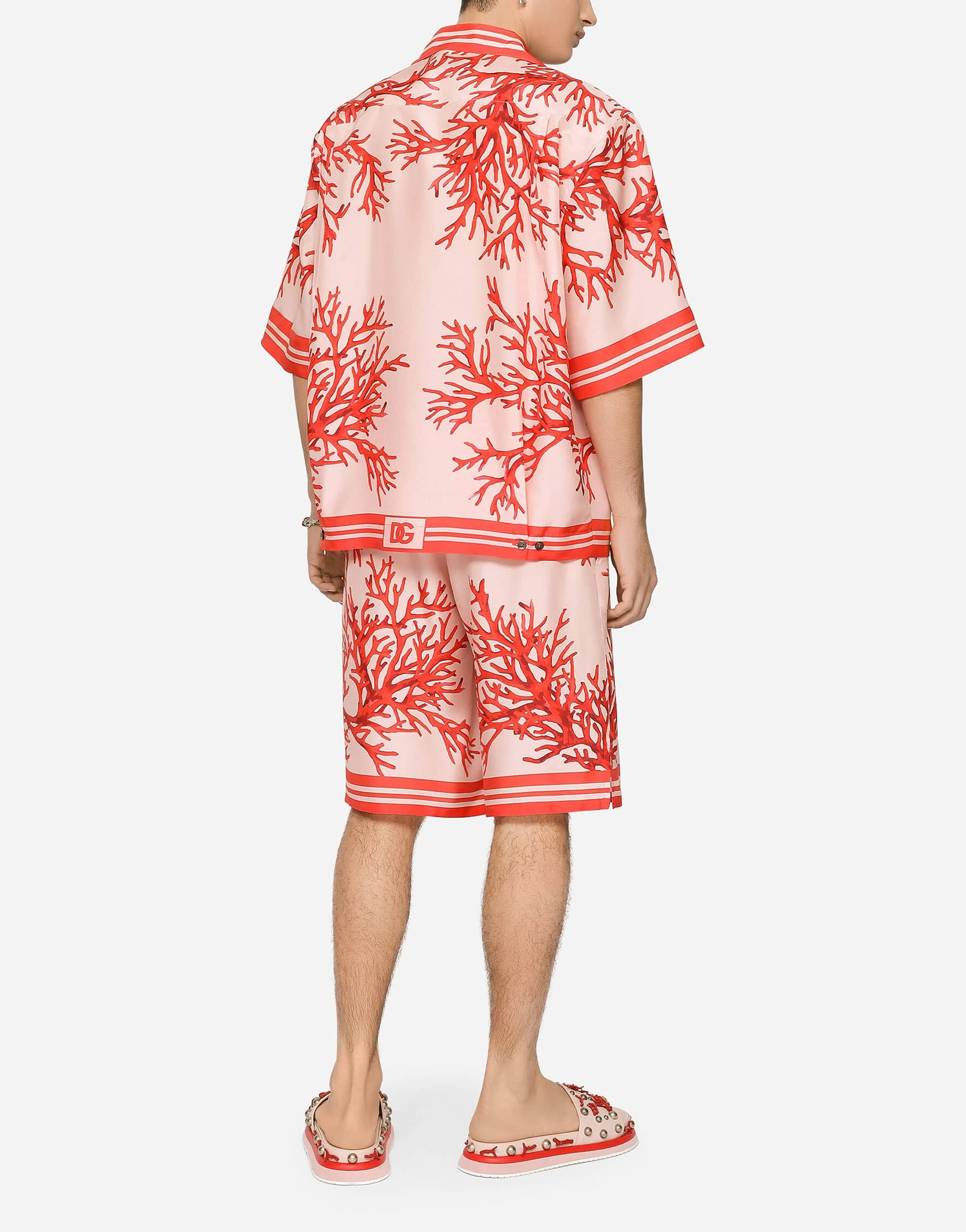 Dolce & Gabbana Coral Print Habotai Silk Shirt