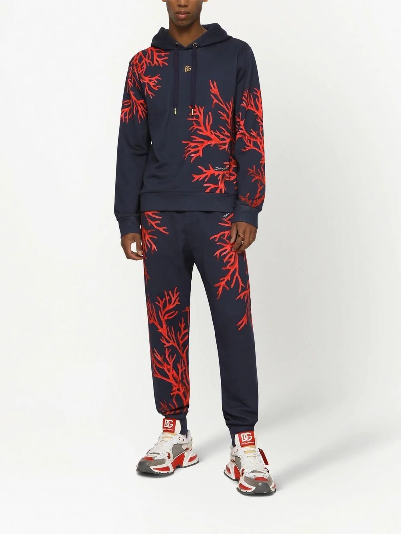 Dolce & Gabbana Dolce & Gabbana Coral-Print Jersey Hoodie