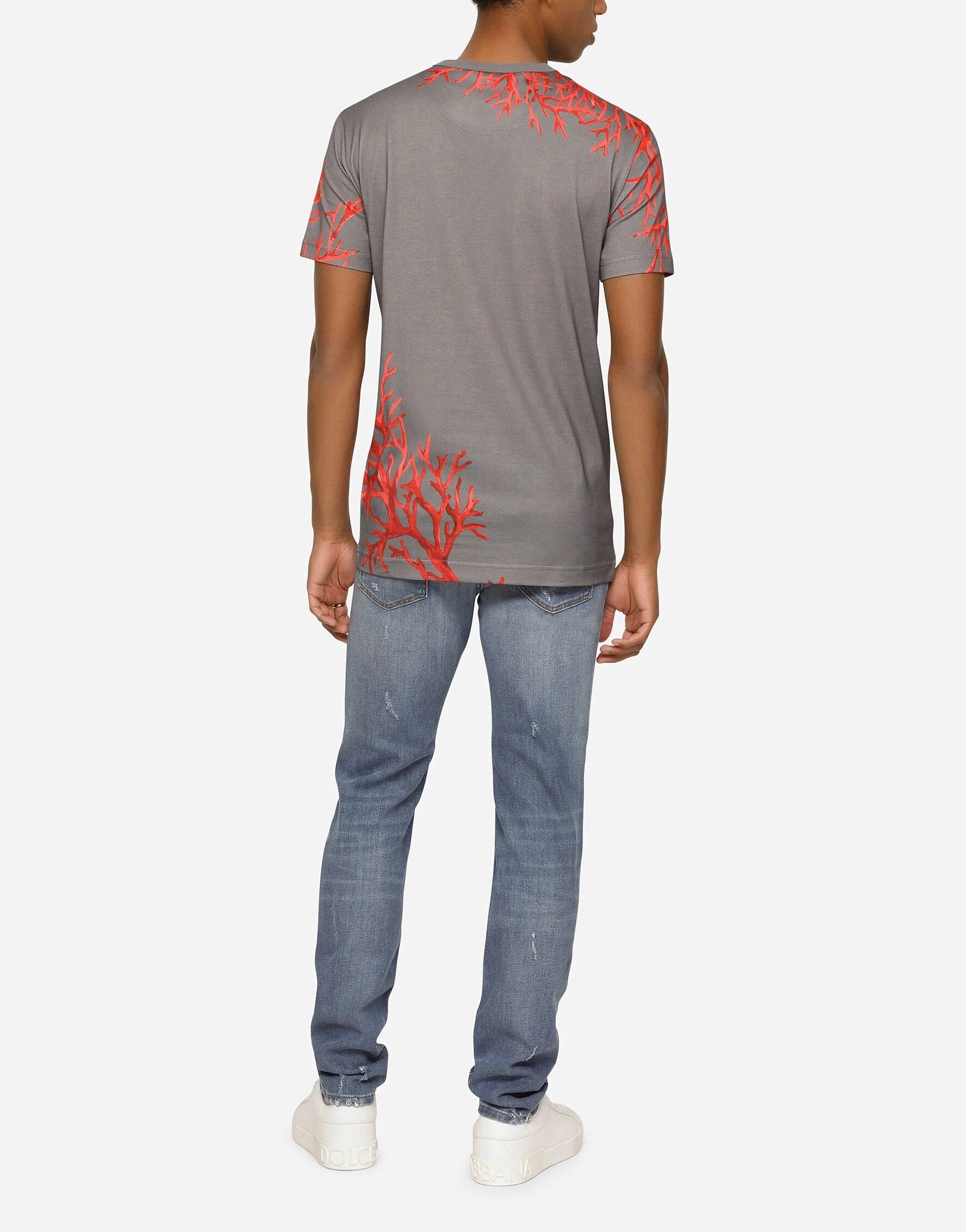 Dolce & Gabbana Coral-Print Logo T-Shirt