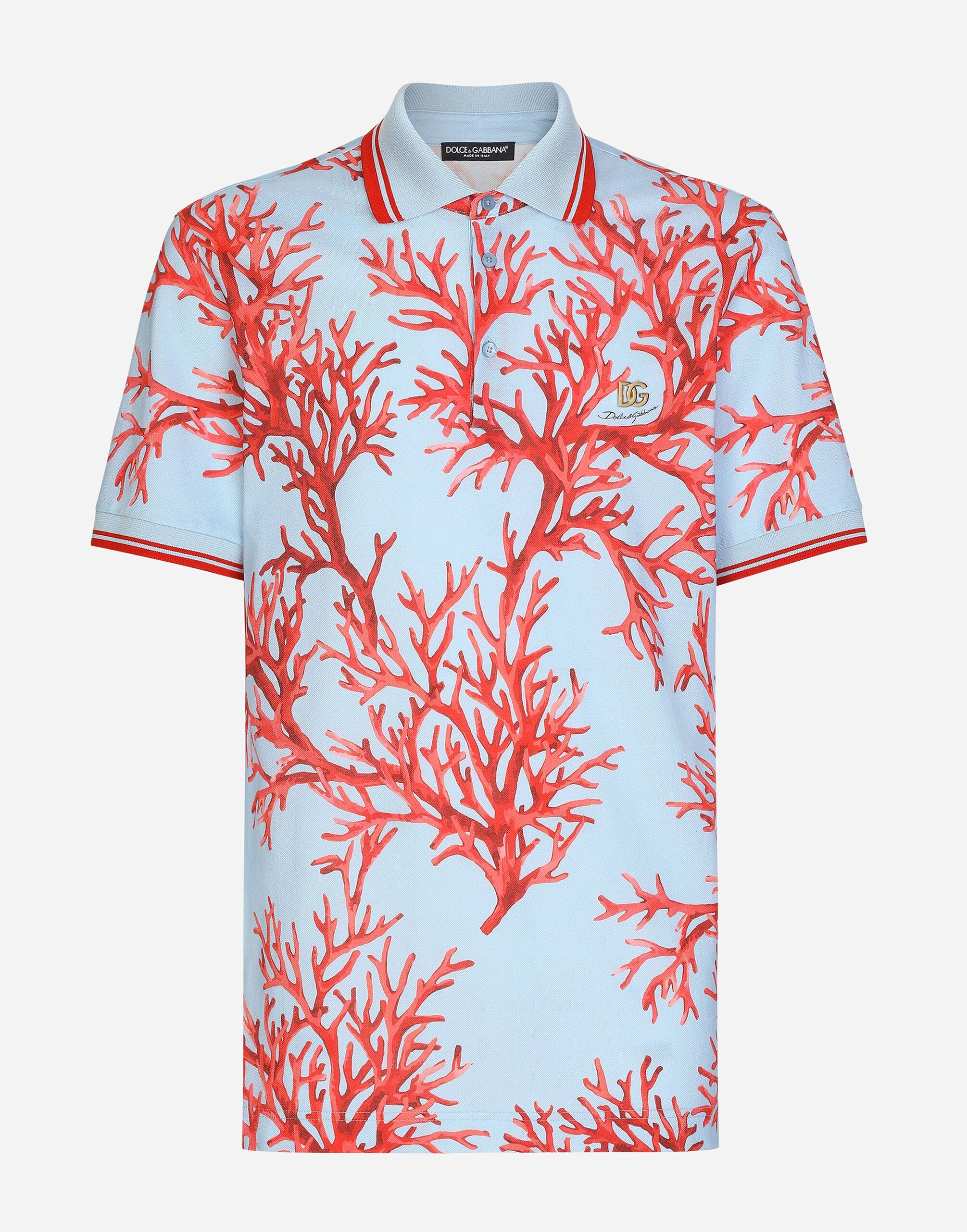 Dolce & Gabbana Coral-Print Polo Shirt