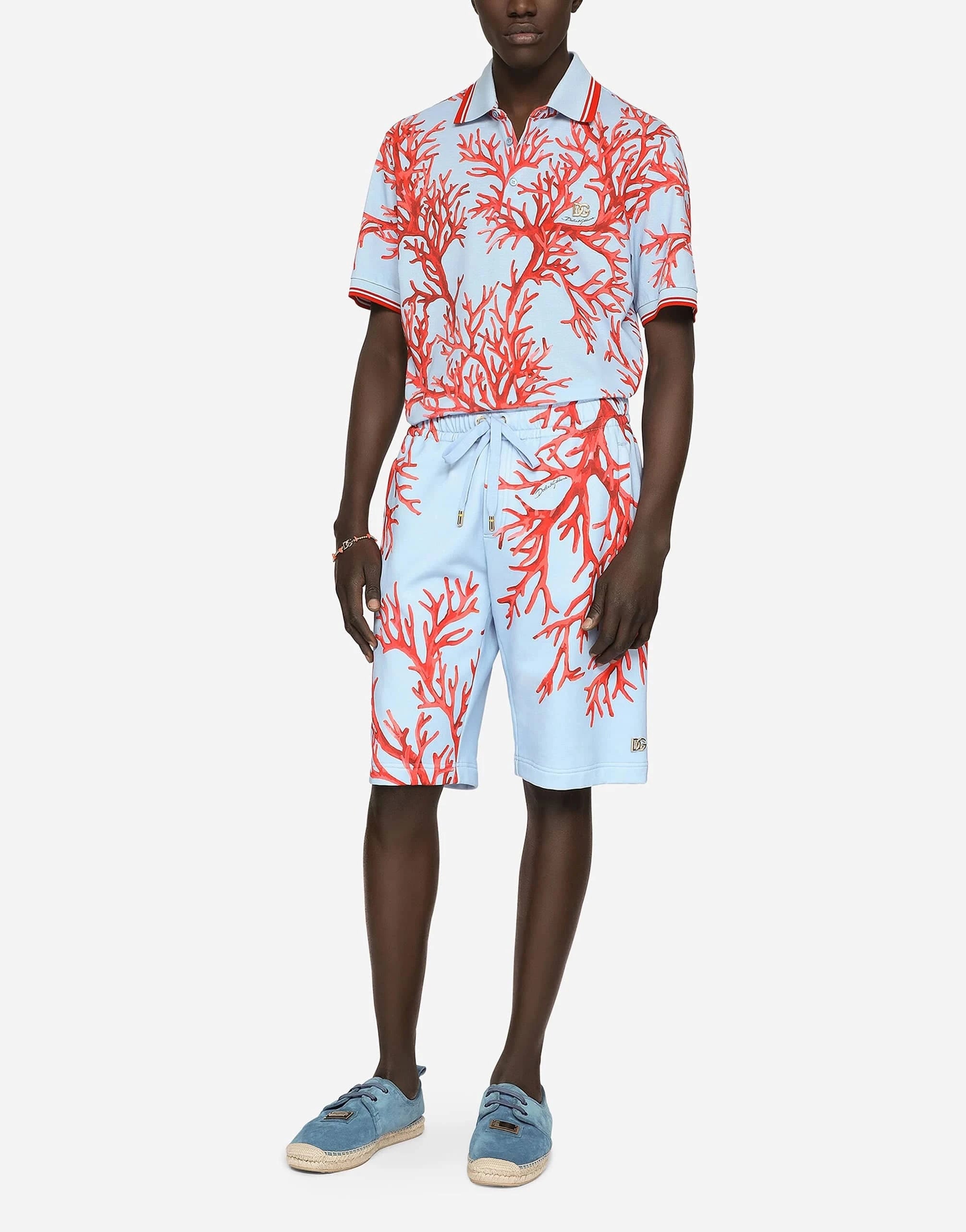 Dolce & Gabbana Coral-Print Polo Shirt