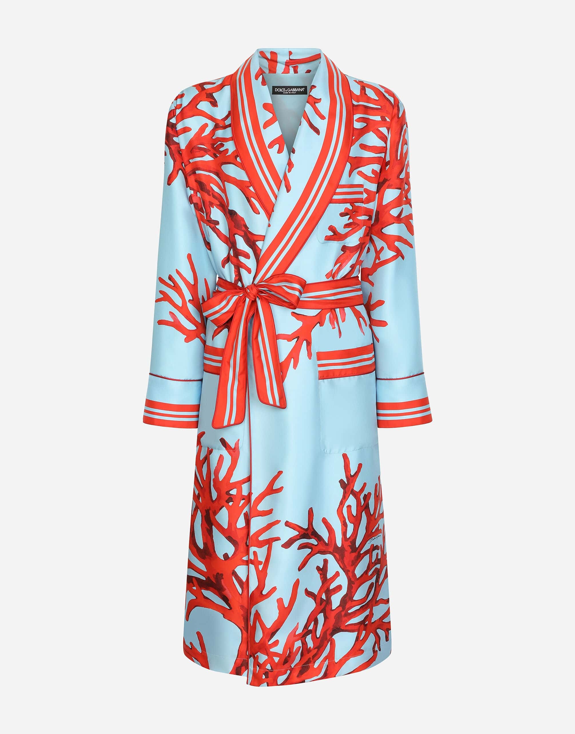 Dolce & Gabbana Coral-Print Silk Robe