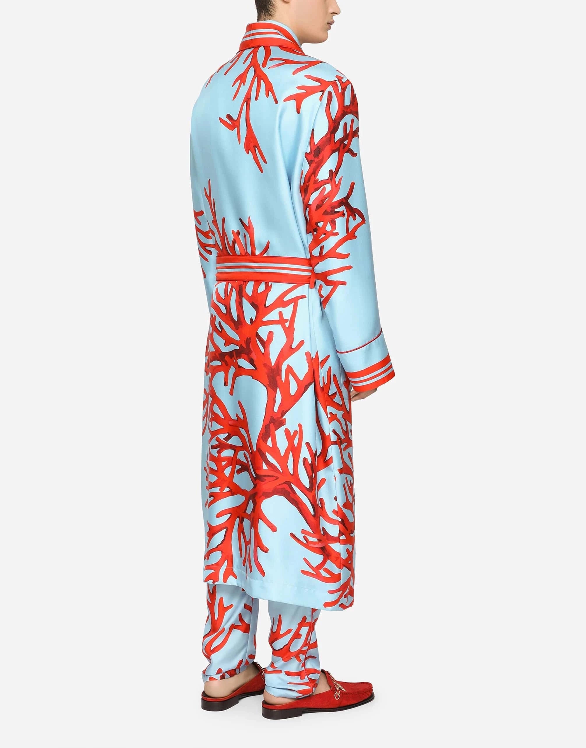 Dolce & Gabbana Coral-Print Silk Robe