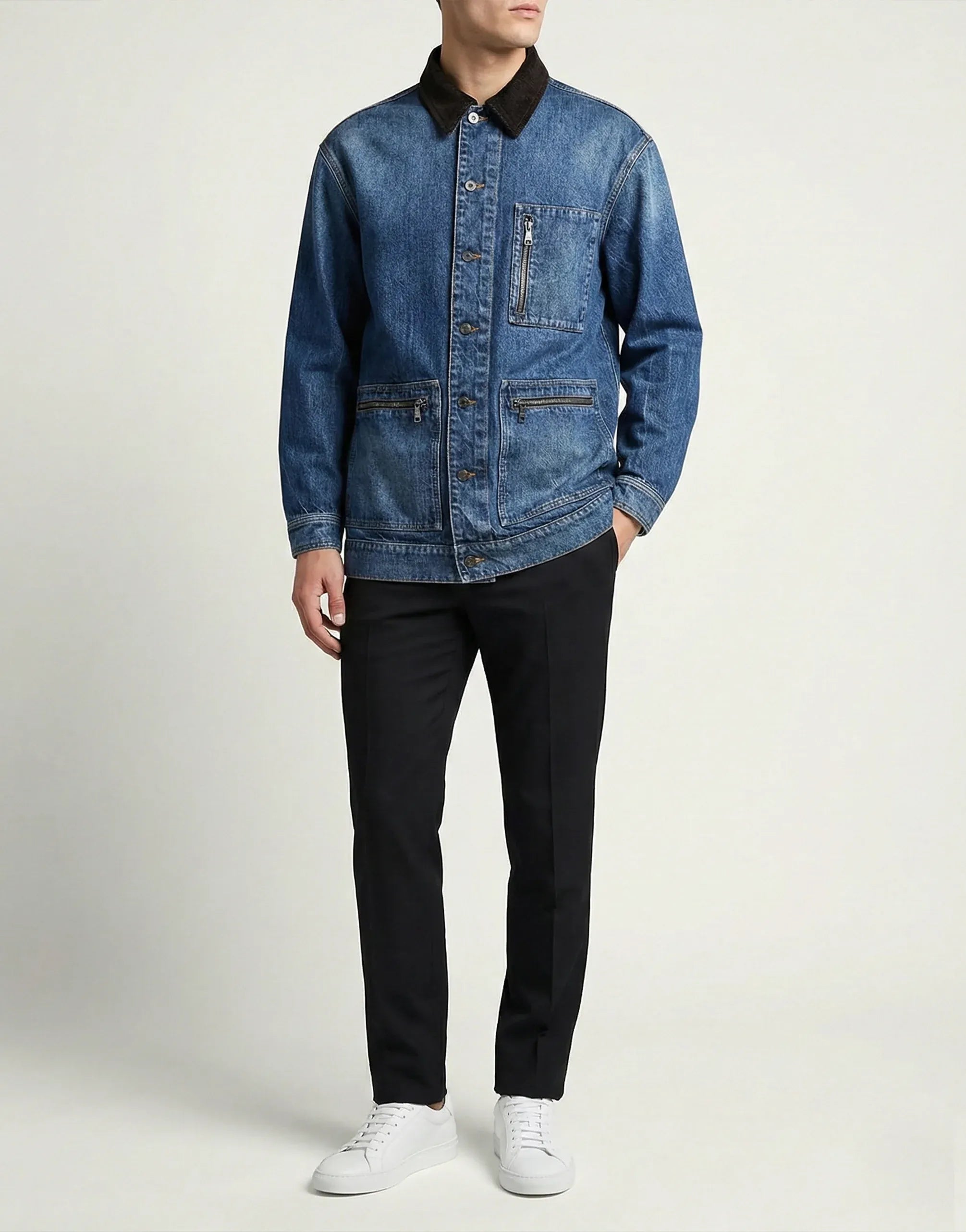 Dolce & Gabbana Corduroy-Collar Denim Jacket