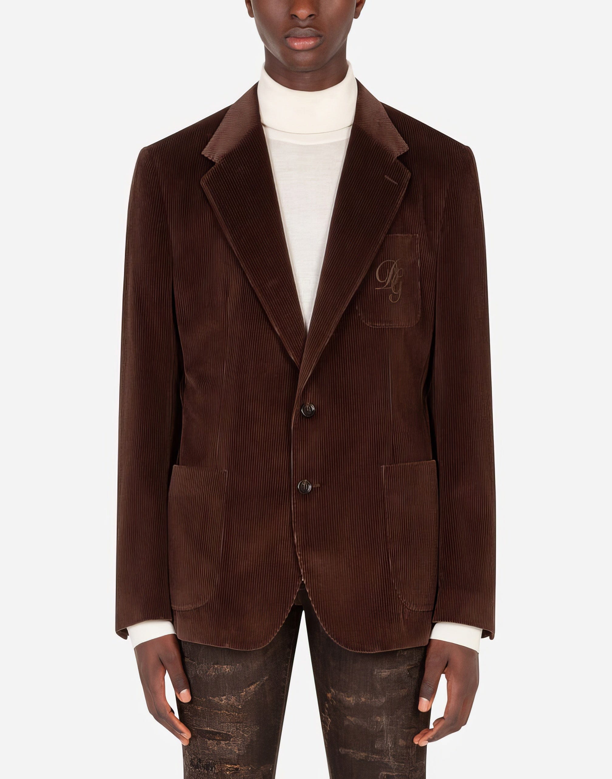 Dolce & Gabbana Corduroy Taormina DG Embroidery Blazer