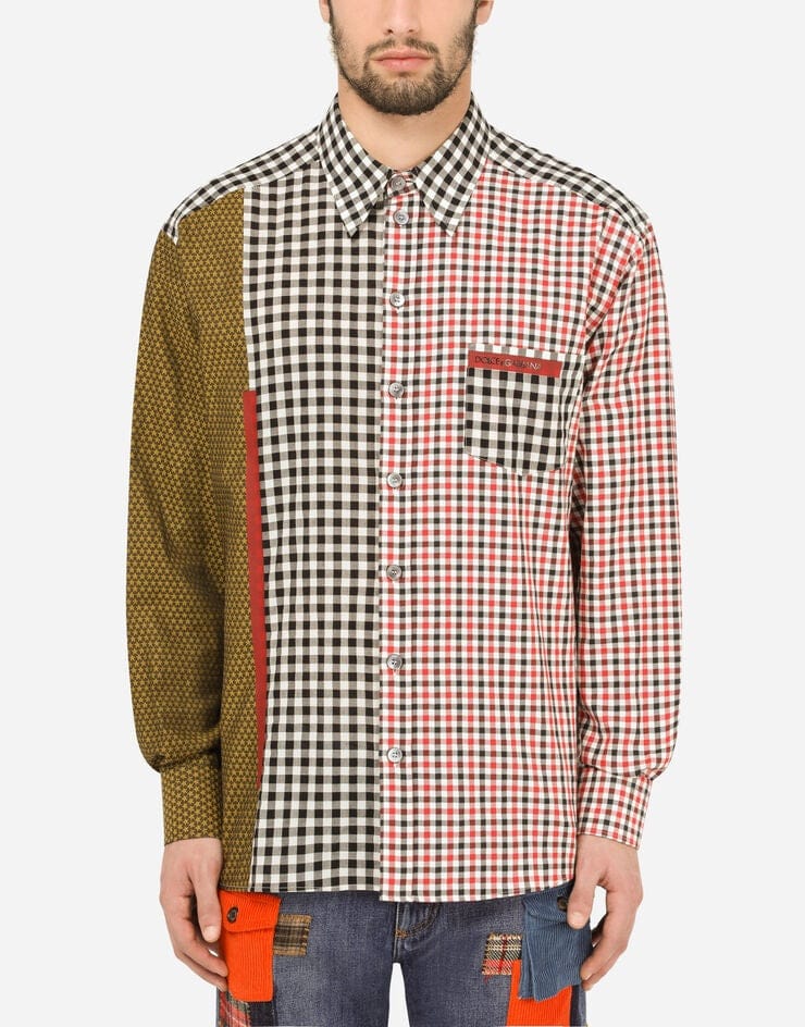 Dolce & Gabbana Cotton-Linen Blend Patchwork Shirt