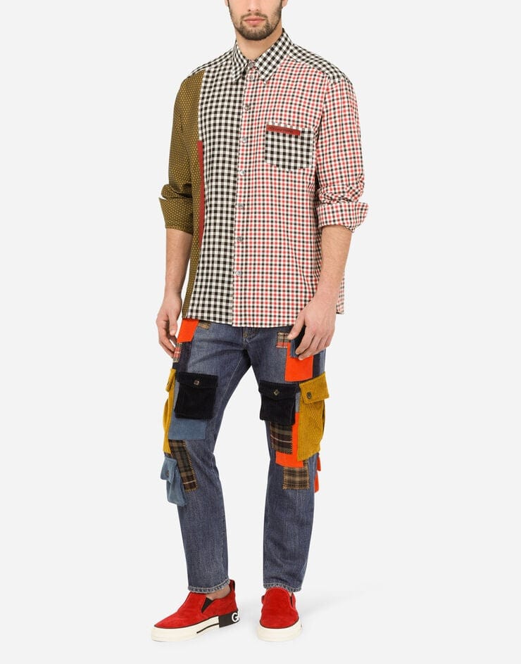 Dolce & Gabbana Cotton-Linen Blend Patchwork Shirt