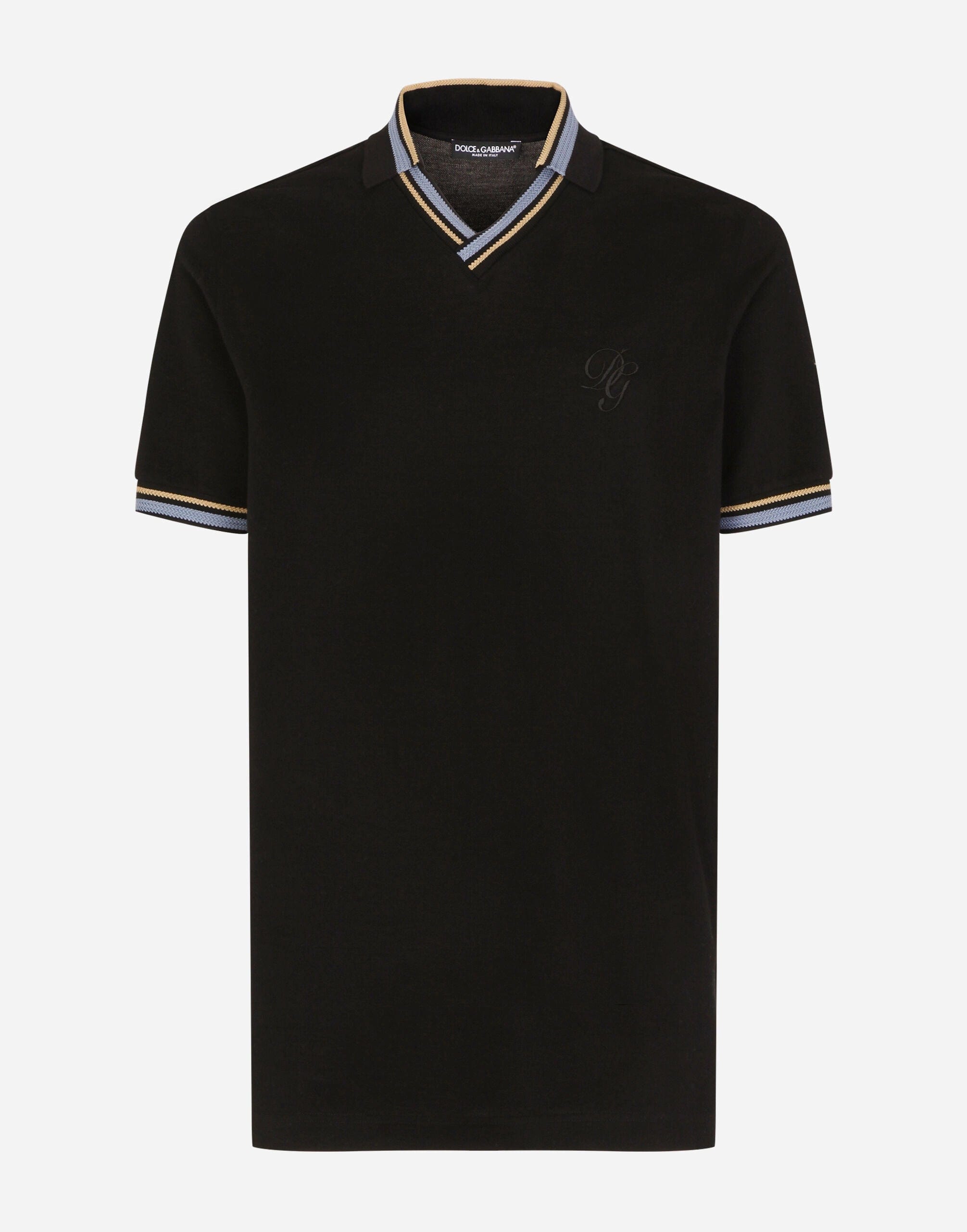 Cotton Polo Shirt With DG Embroidery