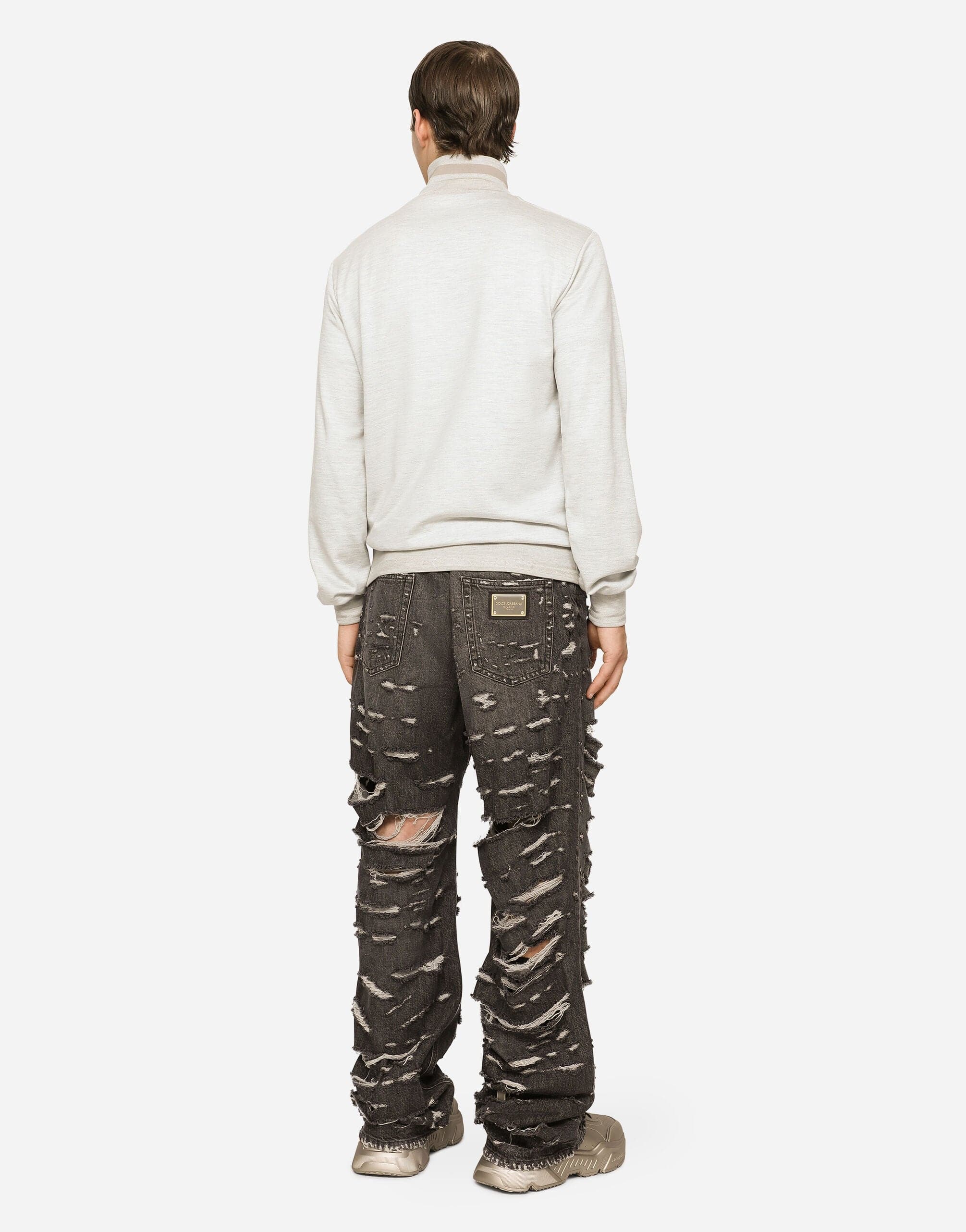 Dolce & Gabbana Cotton-Silk Blend Zip-Up Embroidery Sweater