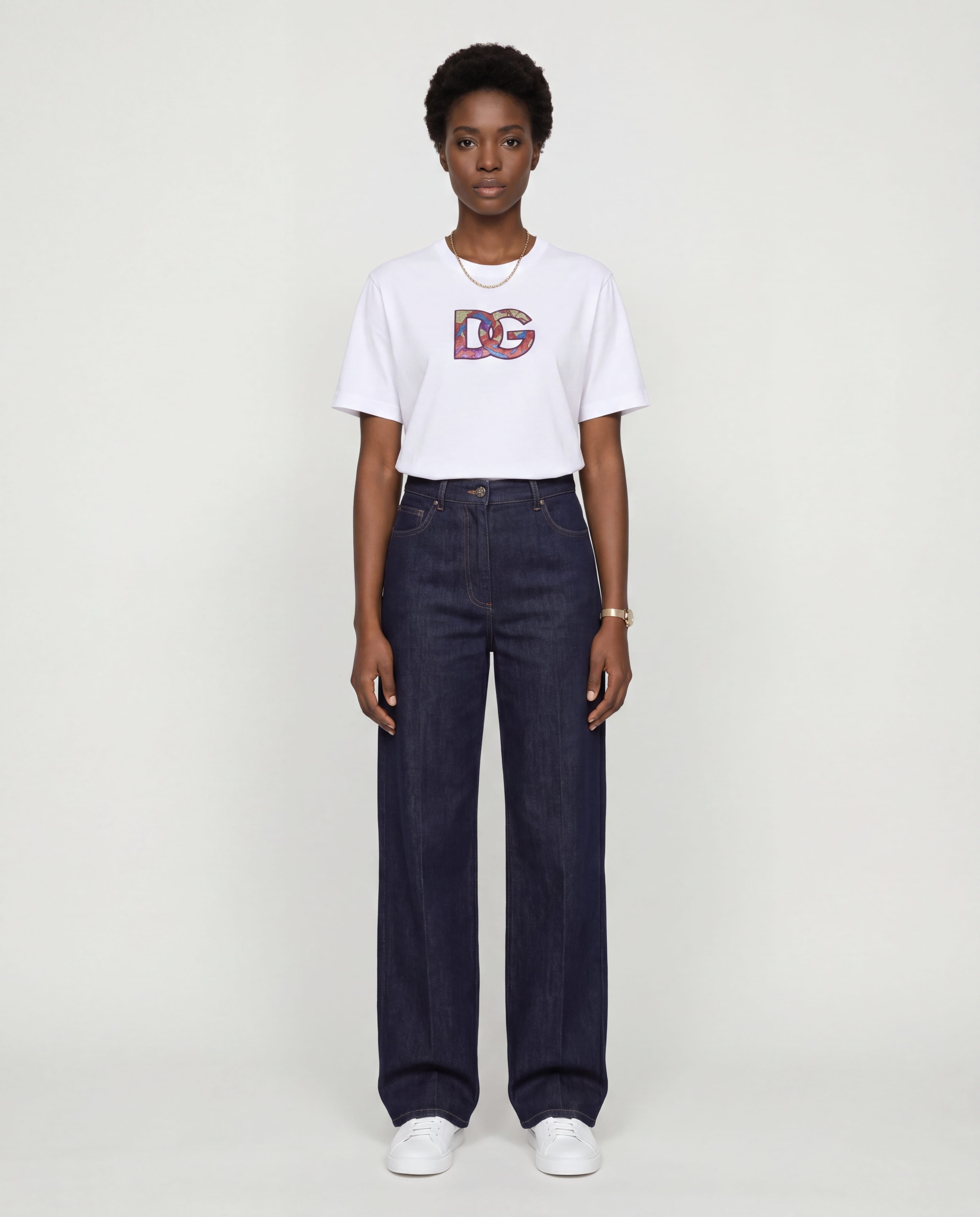 Dolce & Gabbana Cotton T-Shirt With Metallic DG Logo - alternate view