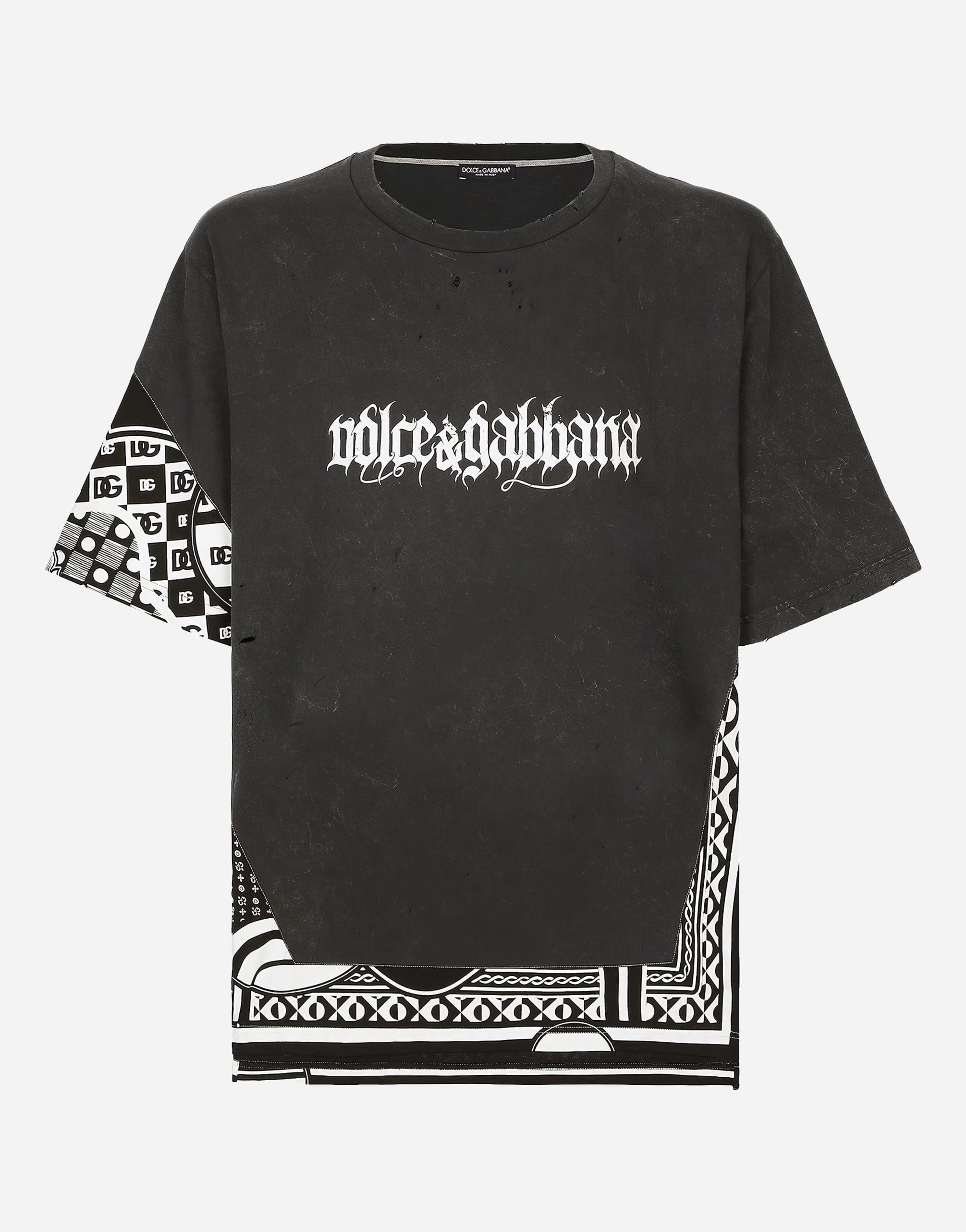 Dolce & Gabbana Cotton T-Shirt With Rips And Print