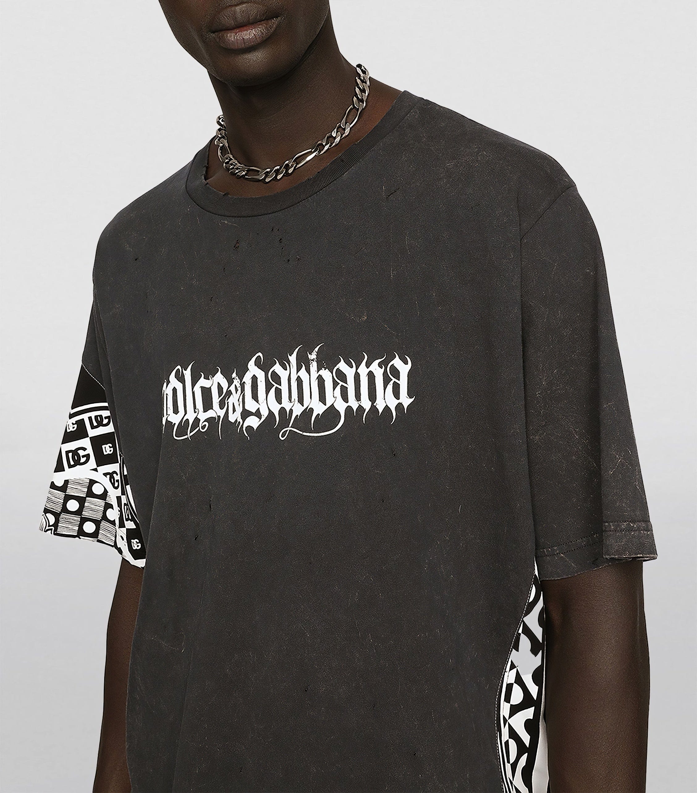 Dolce & Gabbana Cotton T-Shirt With Rips And Print