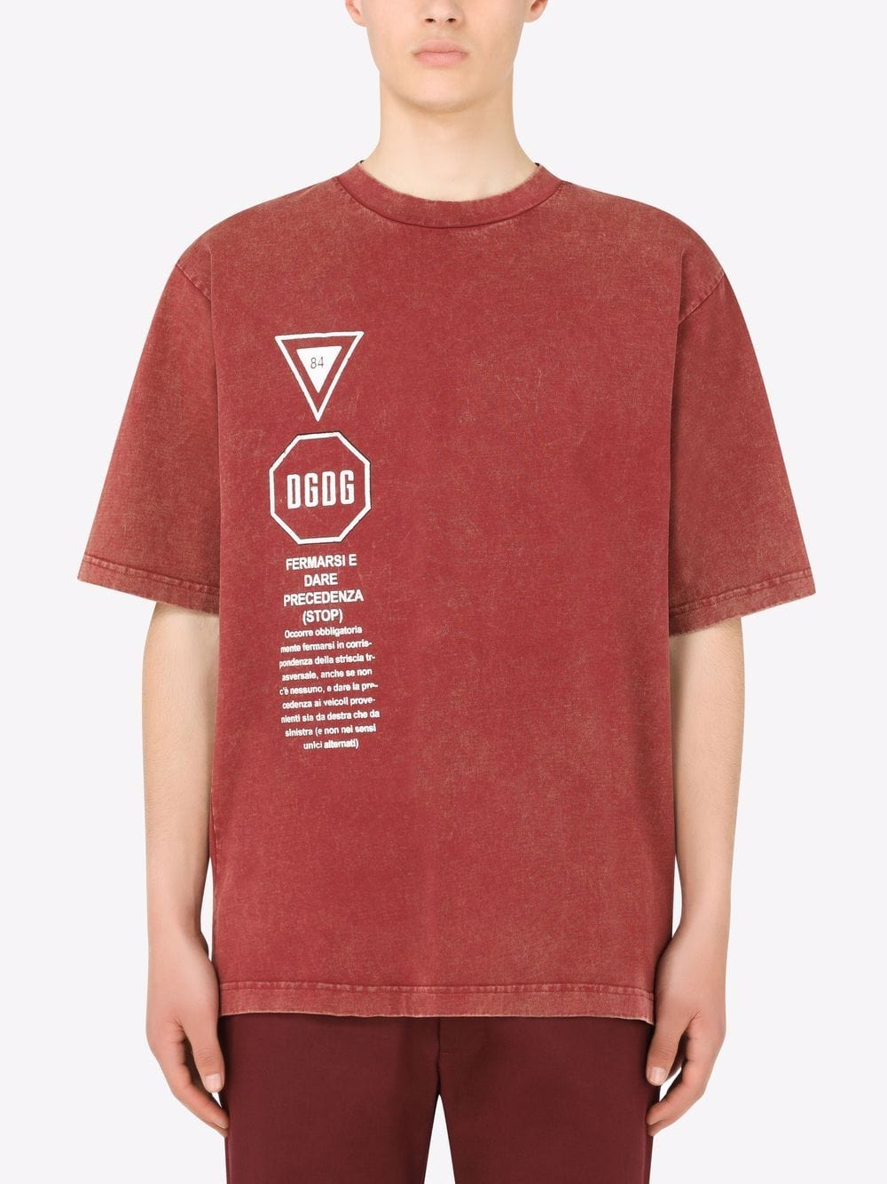 Dolce & Gabbana Cotton T-Shirt With Road-Sign Print