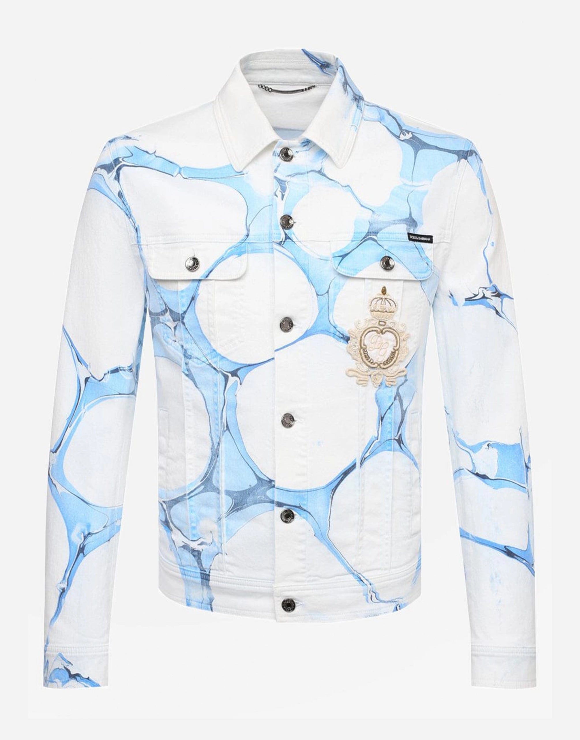 Dolce & Gabbana Cracked-Print Denim Jacket