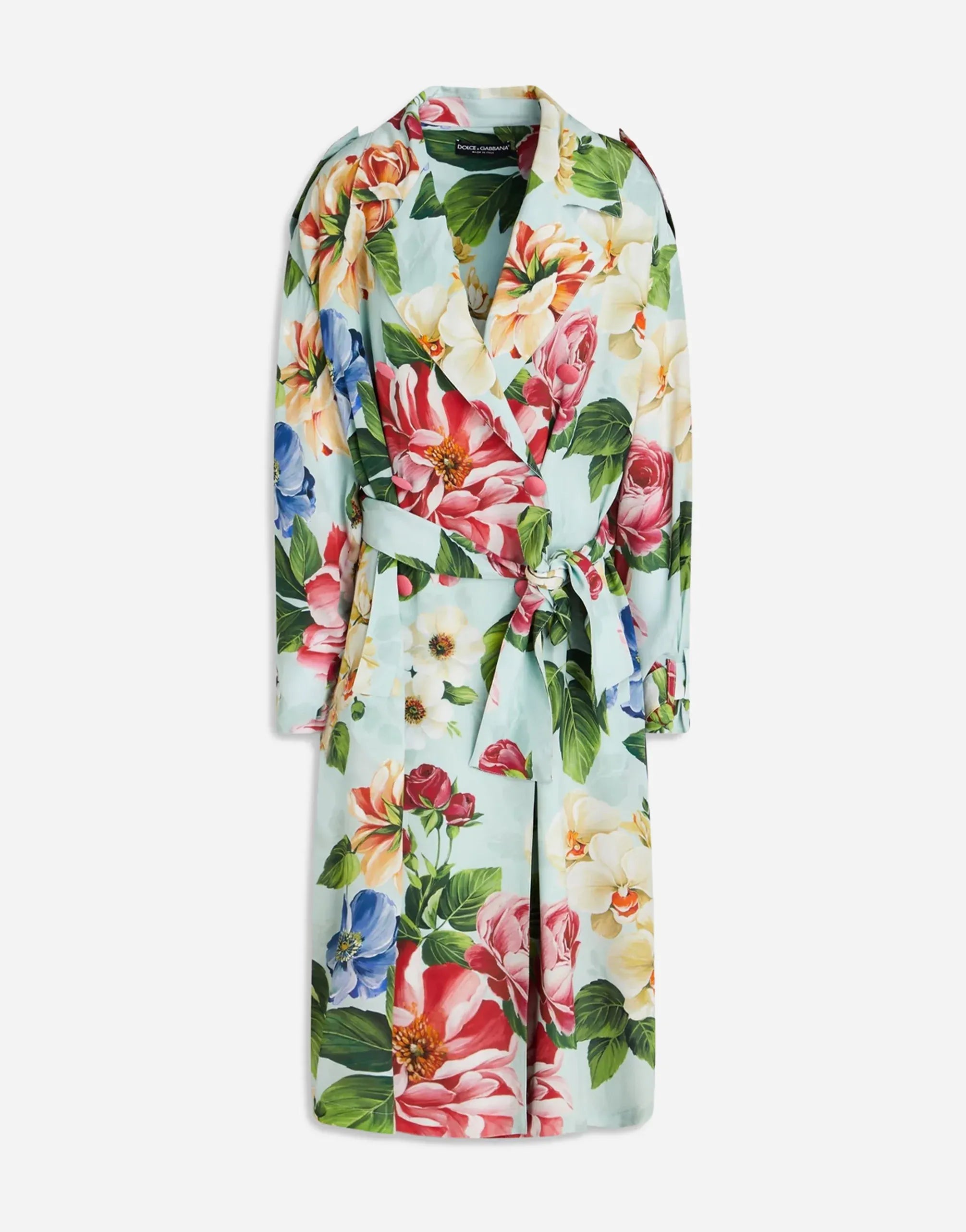 Dolce & Gabbana Crepe De Chine Flower Print Coat