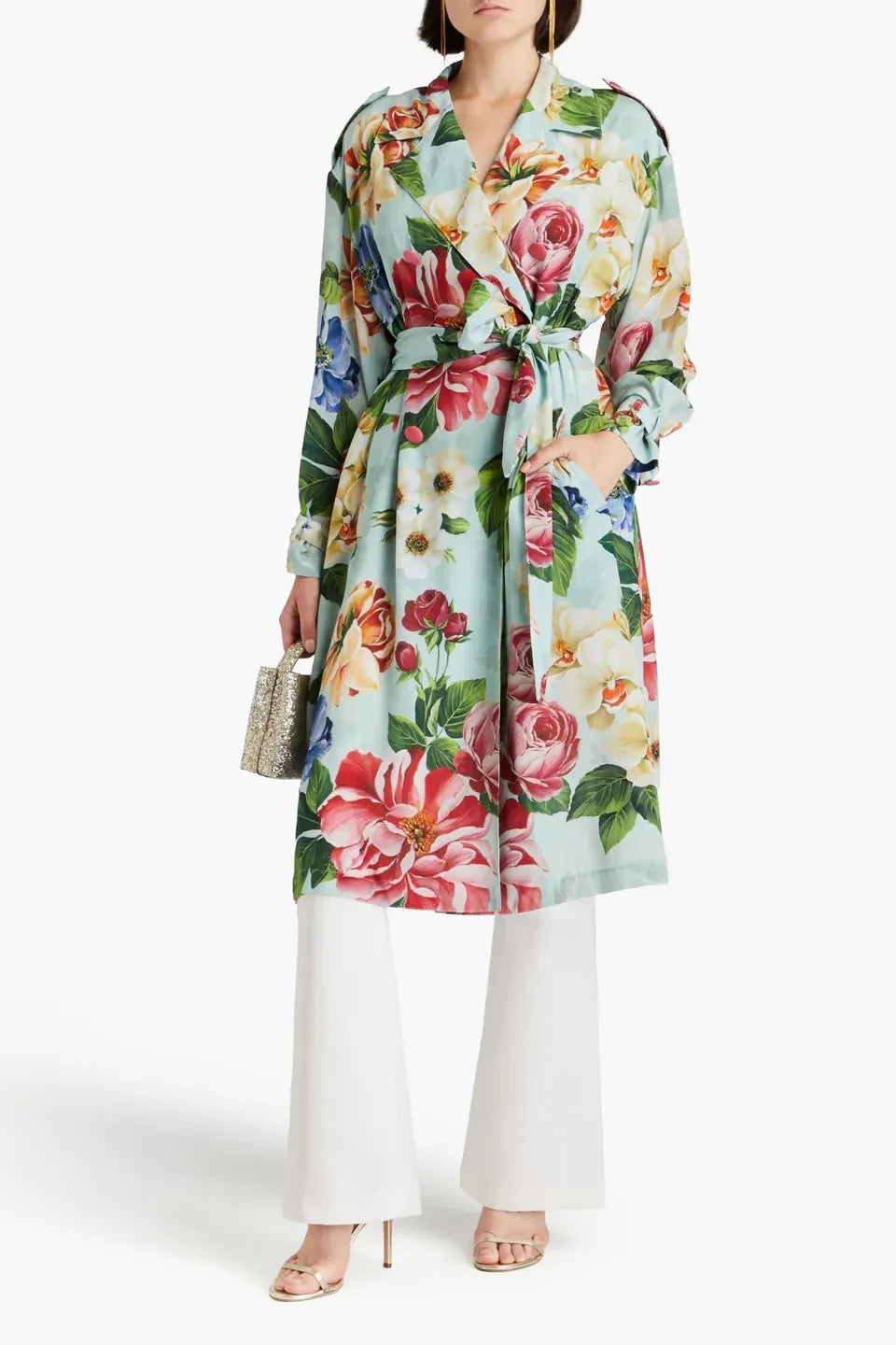 Dolce & Gabbana Crepe De Chine Flower Print Coat