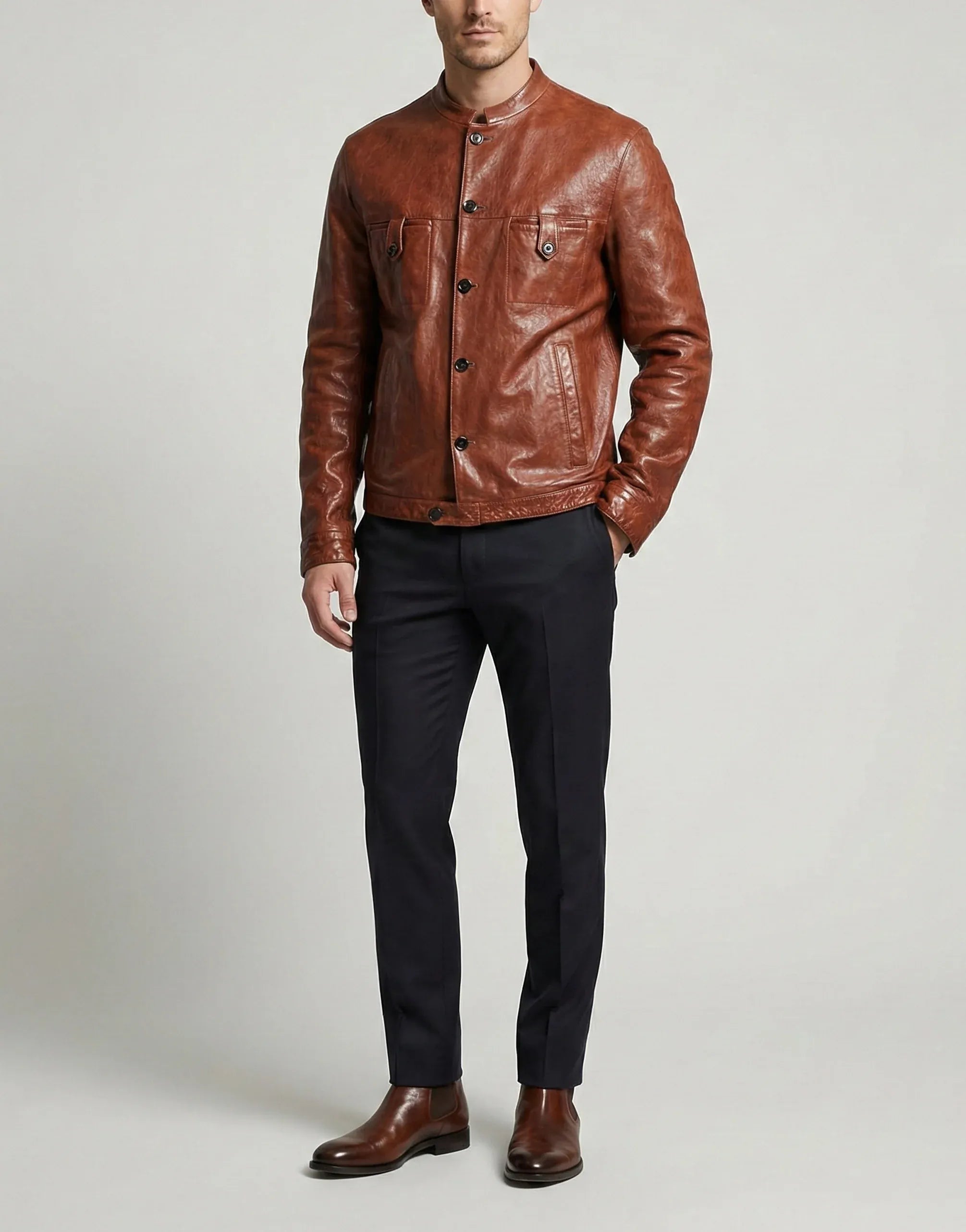 Dolce & Gabbana Crinkled Leather Button-Front Jacket
