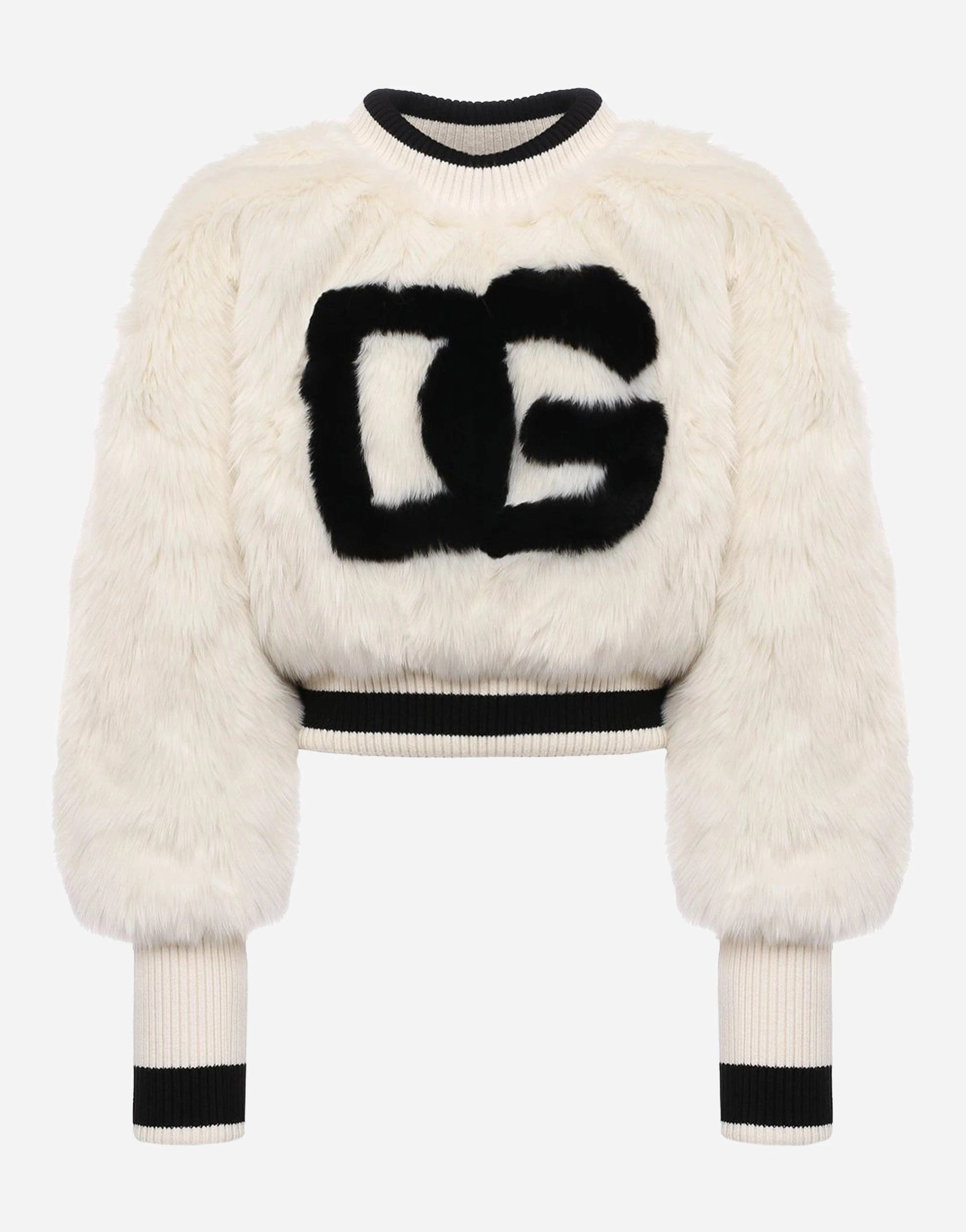 Dolce & Gabbana クロップドフェイクファーロゴスウェットシャツ