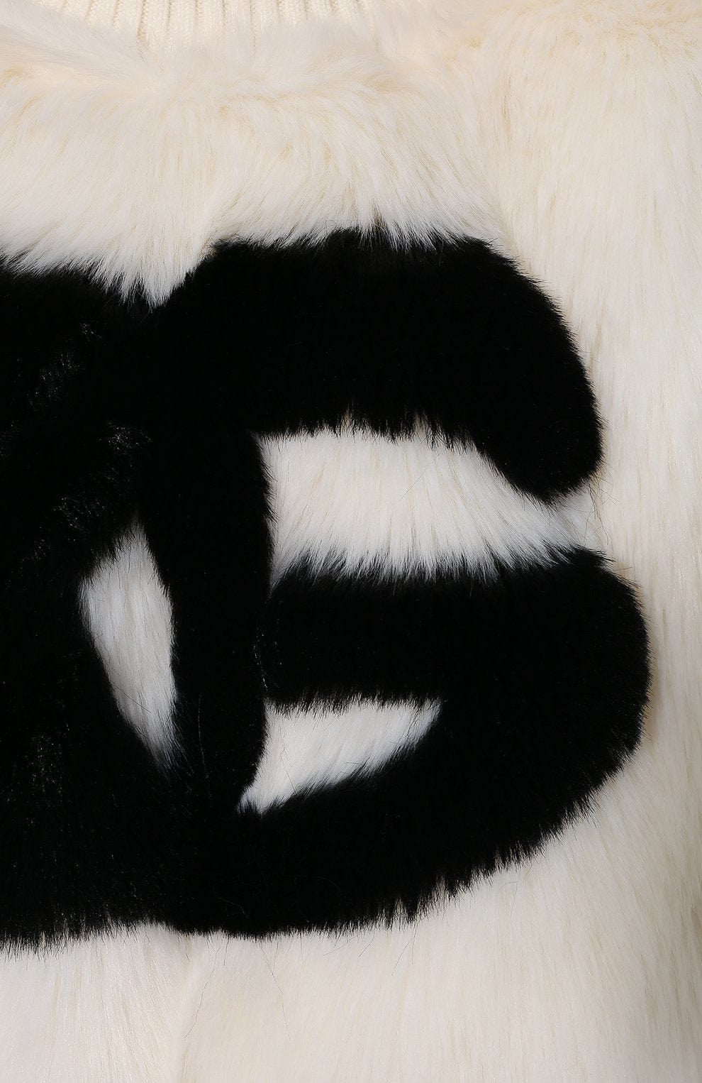 Dolce & Gabbana Cropped Faux Fur Logo Sweatshirt