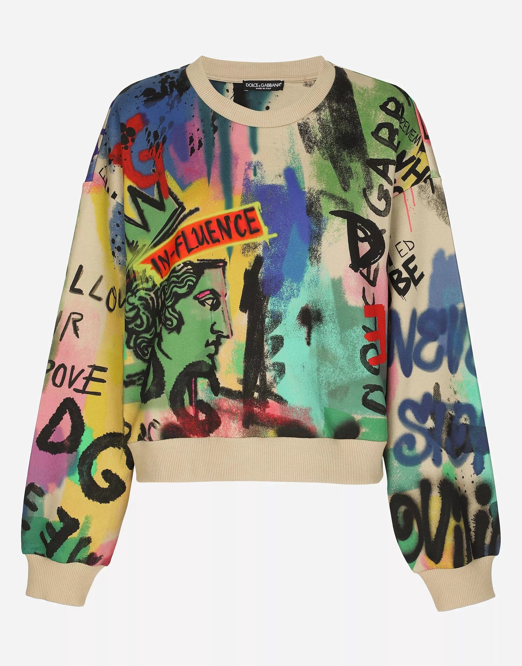Dolce & Gabbana Cropped Graffiti-Print Sweatshirt