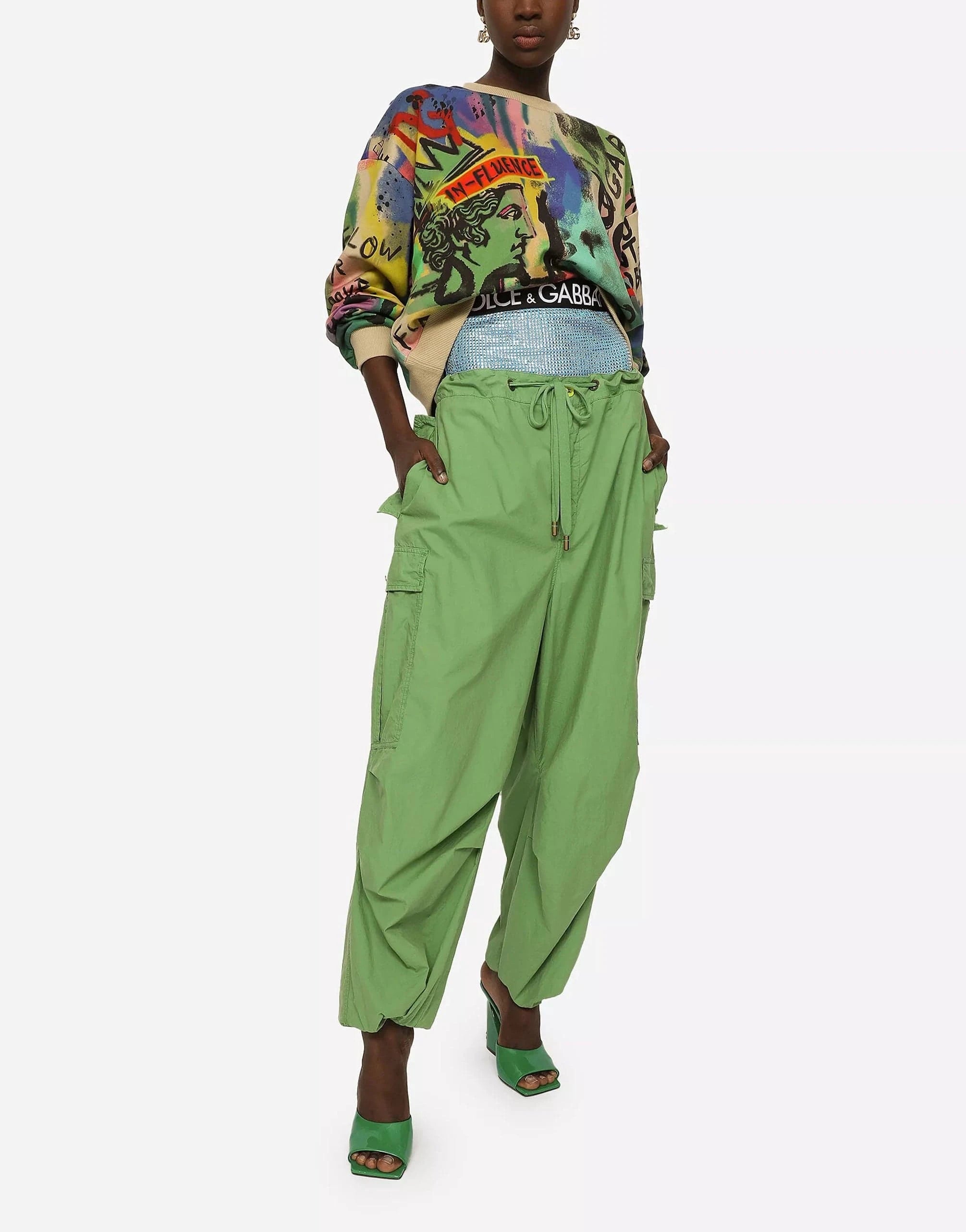 Dolce & Gabbana Cropped Graffiti-Print Sweatshirt