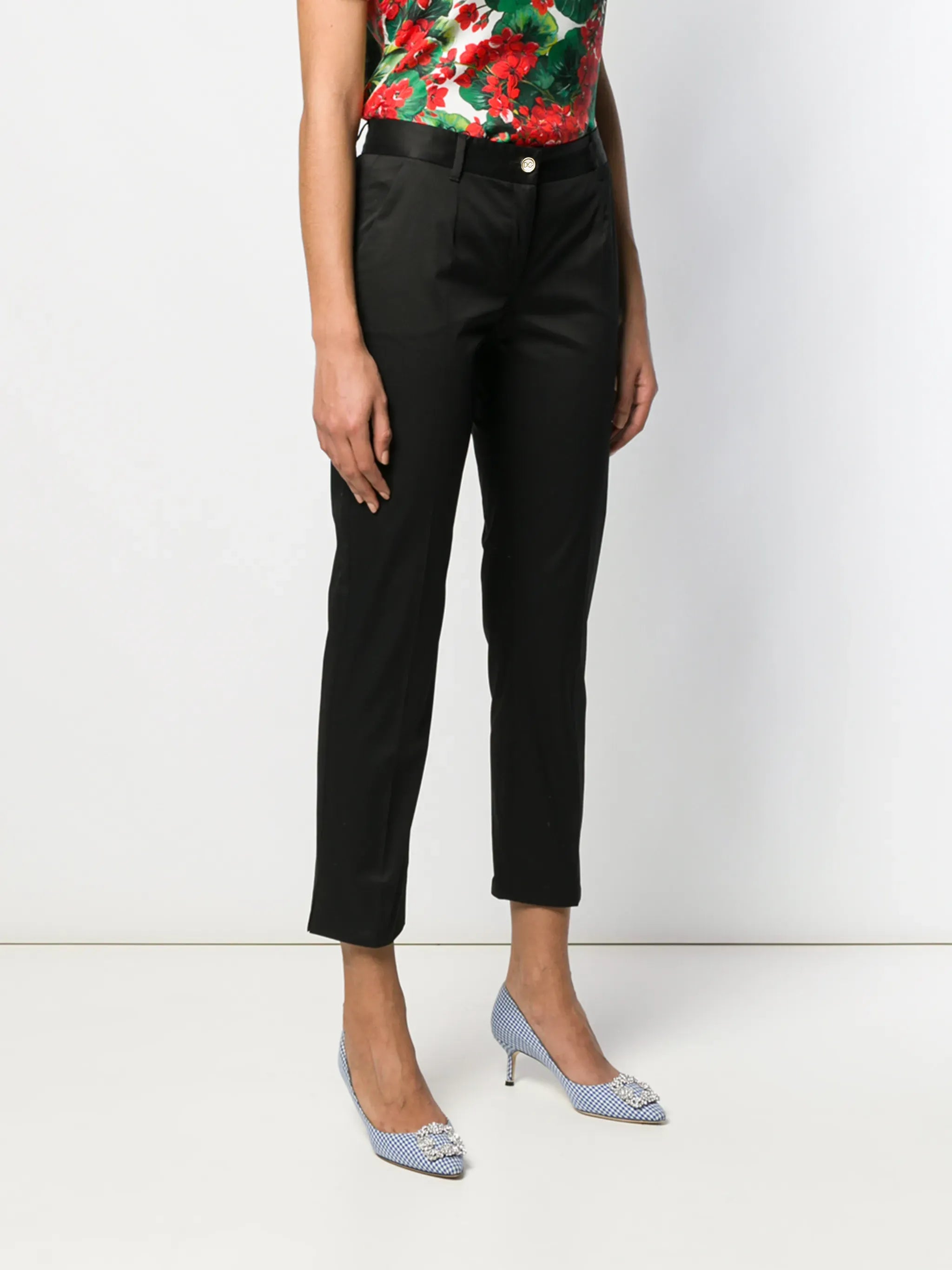 Dolce & Gabbana Dolce & Gabbana Cropped Tailored Logo Button Trousers