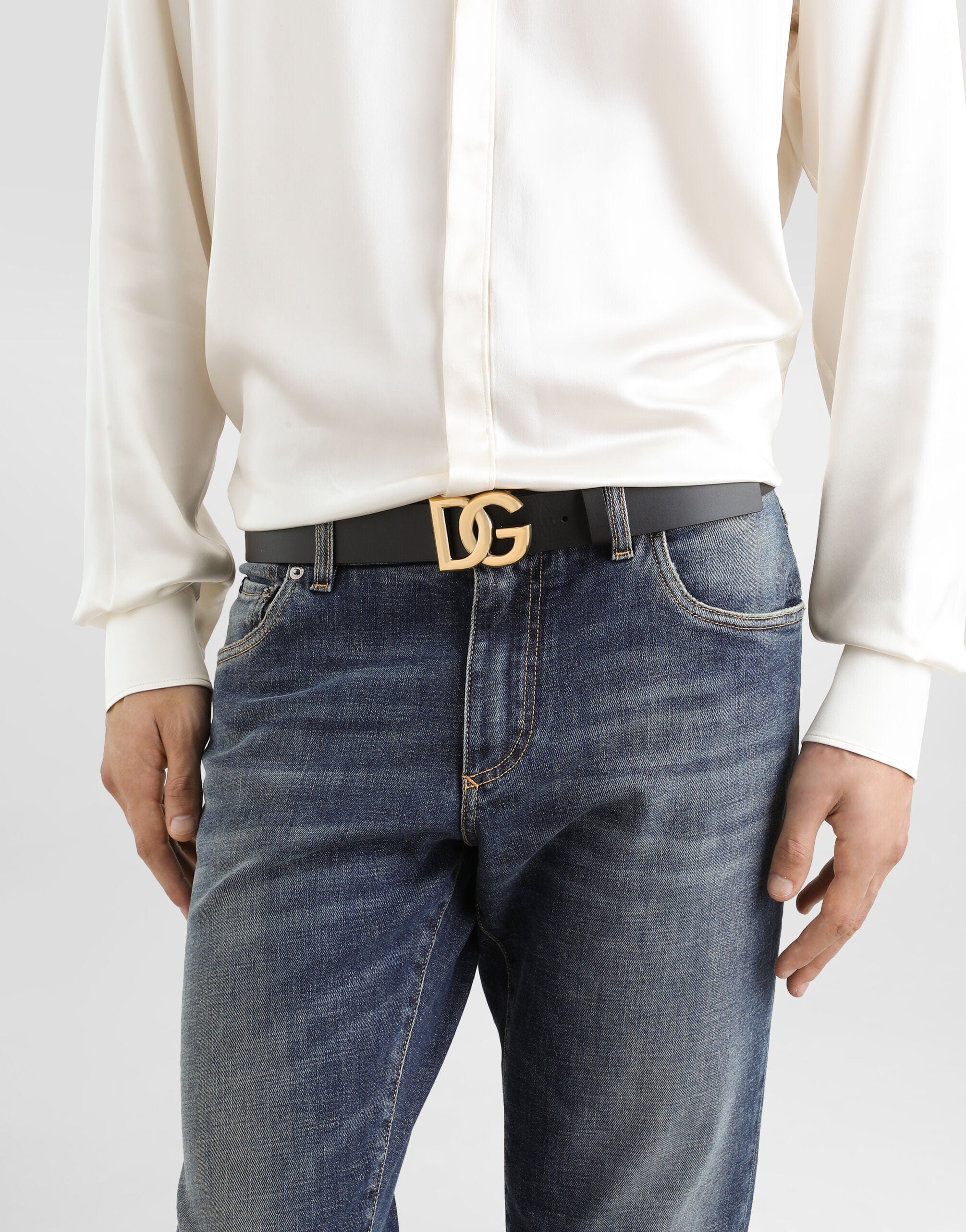 Dolce & Gabbana Crossover DG Logo Leather Belt