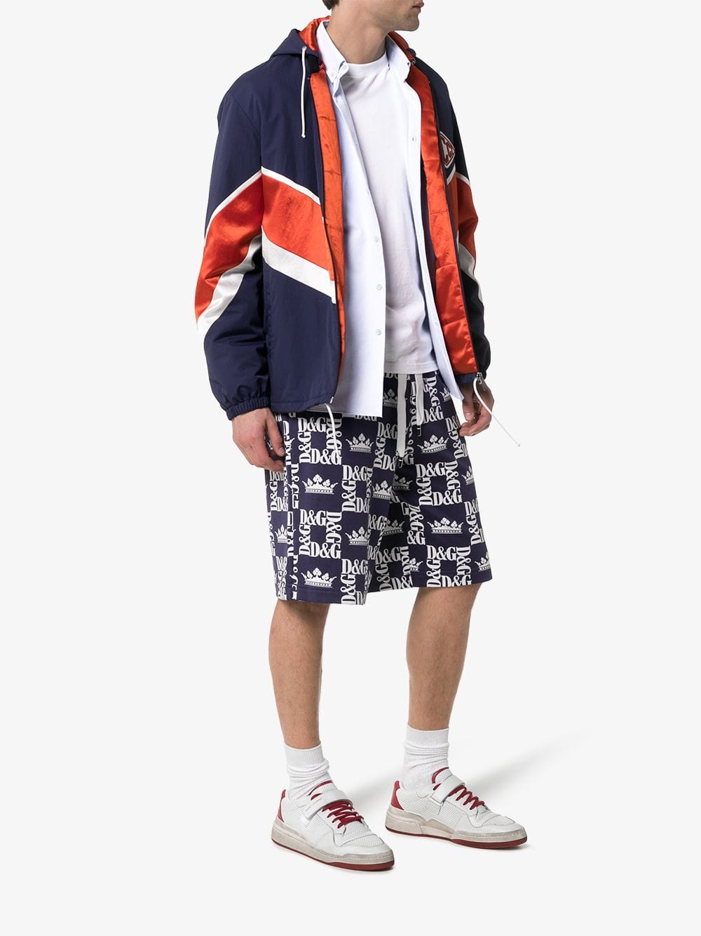 Dolce & Gabbana Crown Logo-Print Cotton Shorts