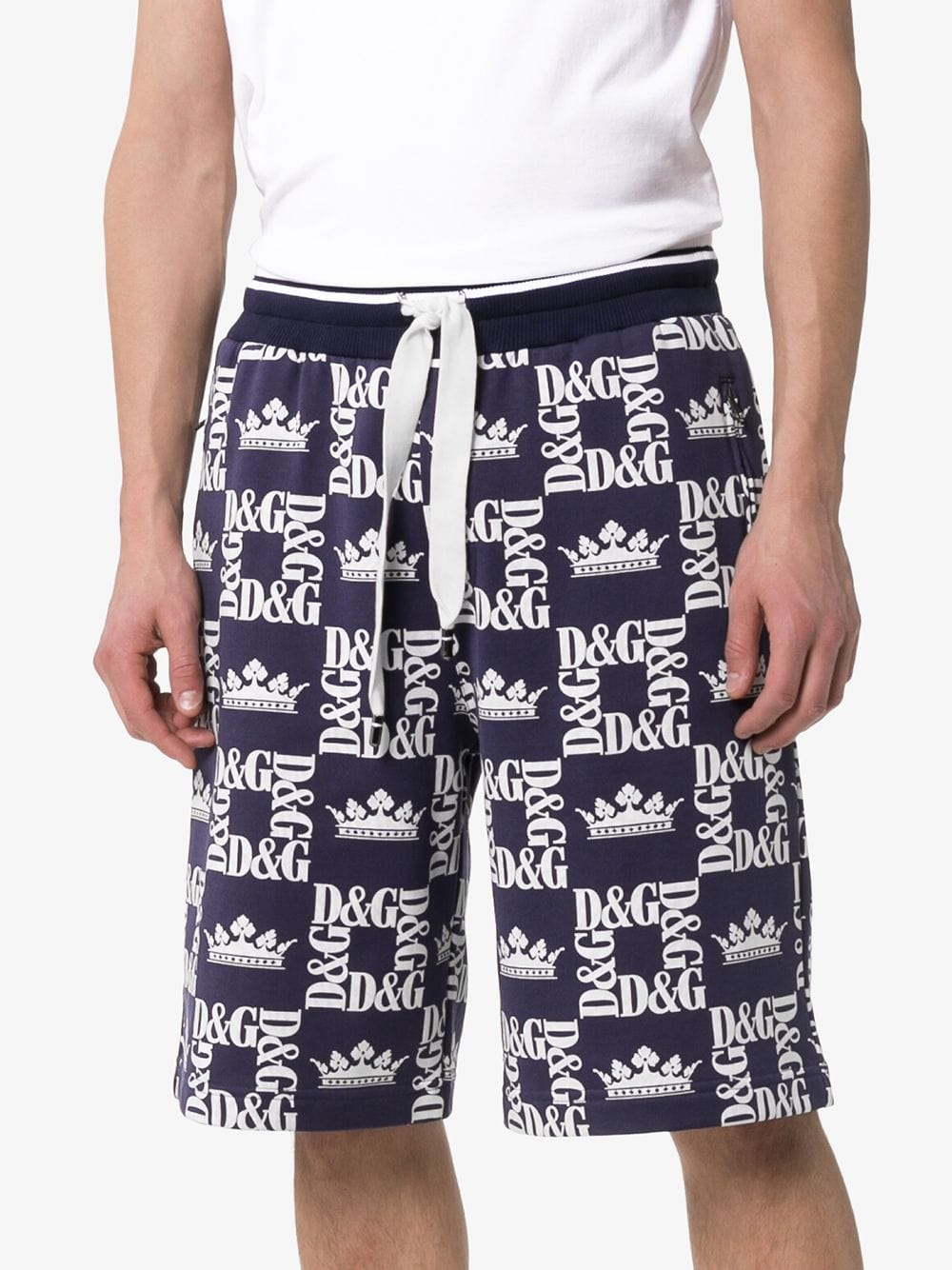 Dolce & Gabbana Crown Logo-Print Cotton Shorts
