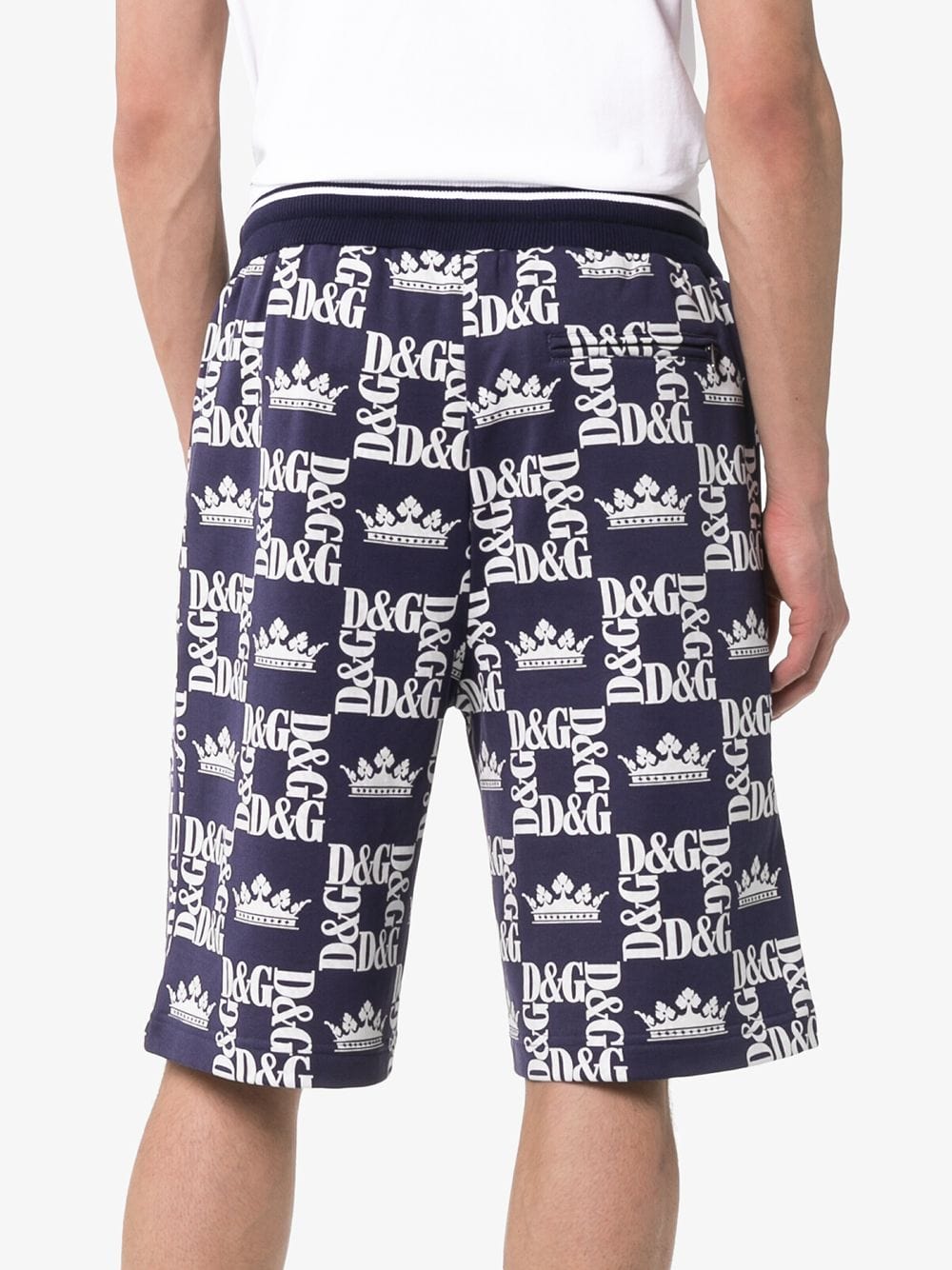 Dolce & Gabbana Crown Logo-Print Cotton Shorts