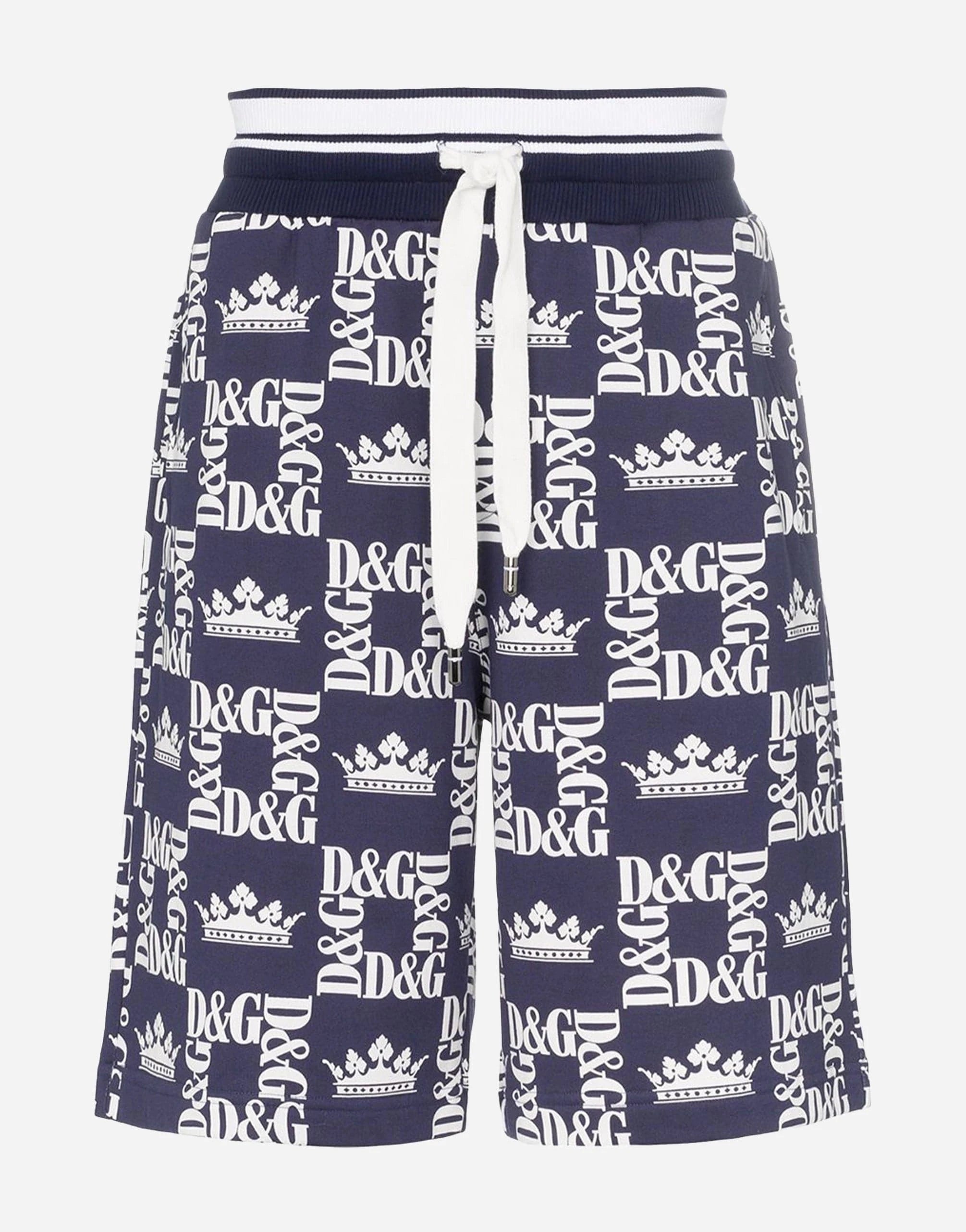 Dolce & Gabbana Crown Logo-Print Cotton Shorts
