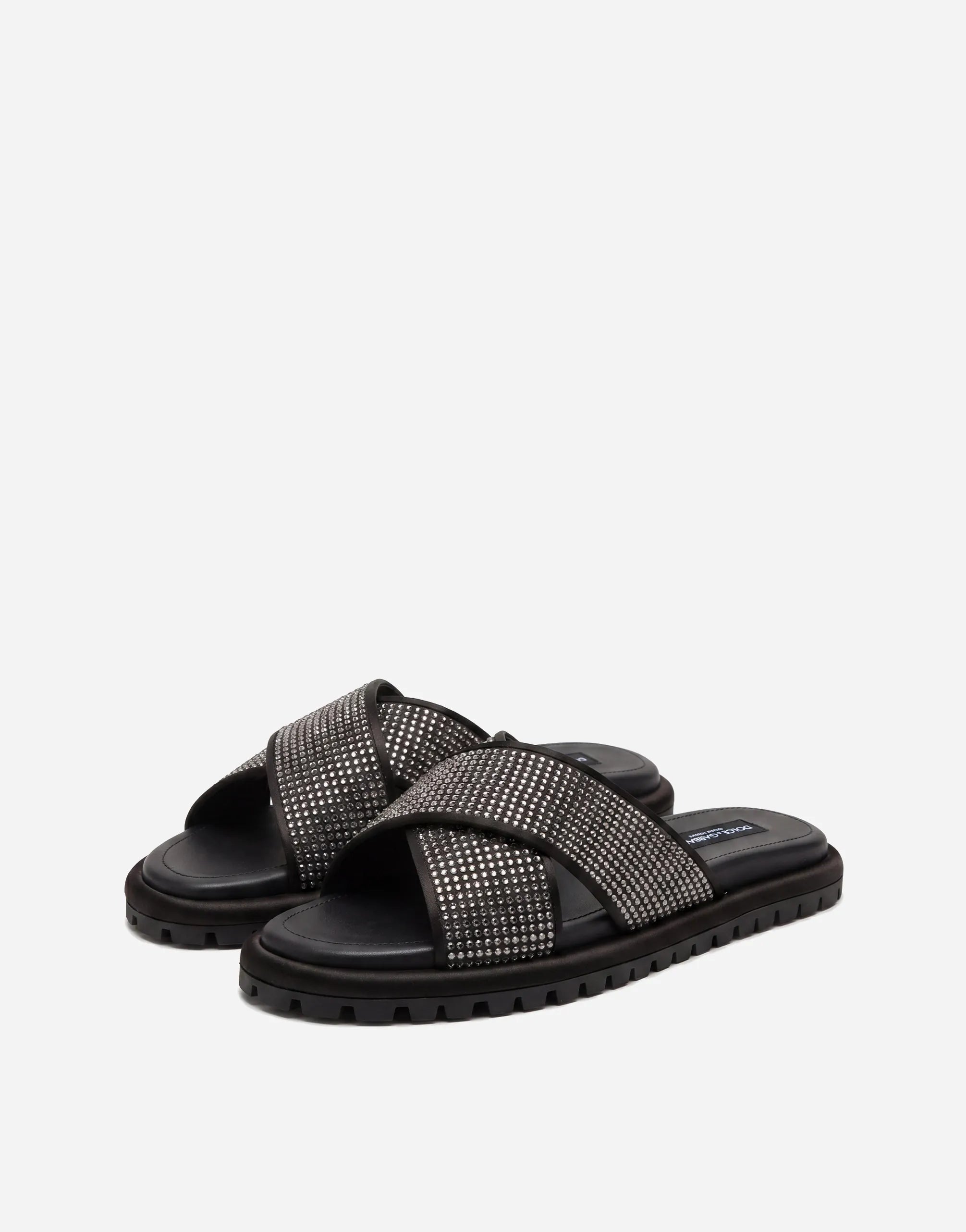 Dolce & Gabbana Dolce & Gabbana Crystal Cross Strap Slides