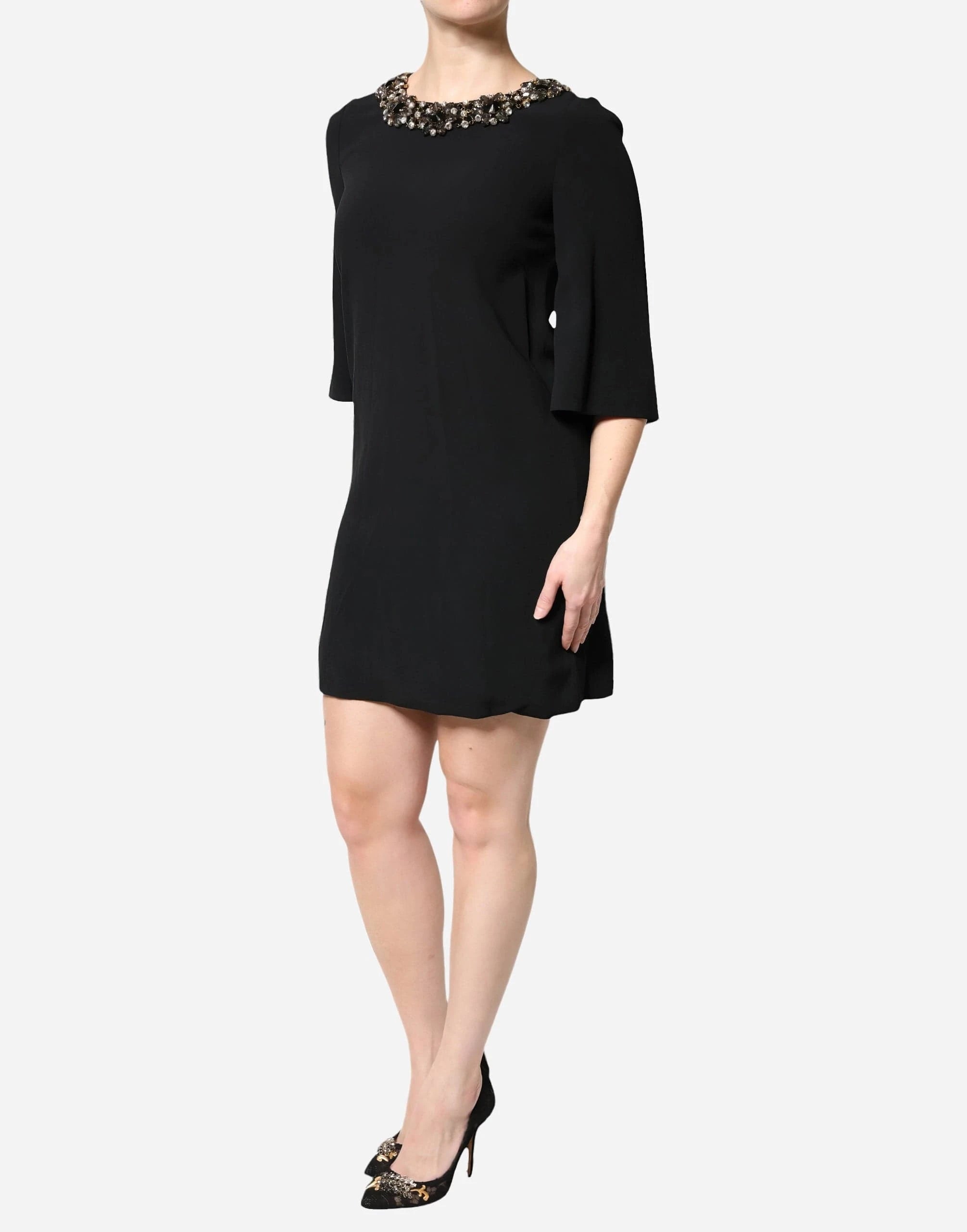 Dolce & Gabbana Crystal-Embellished Crepe Mini Dress