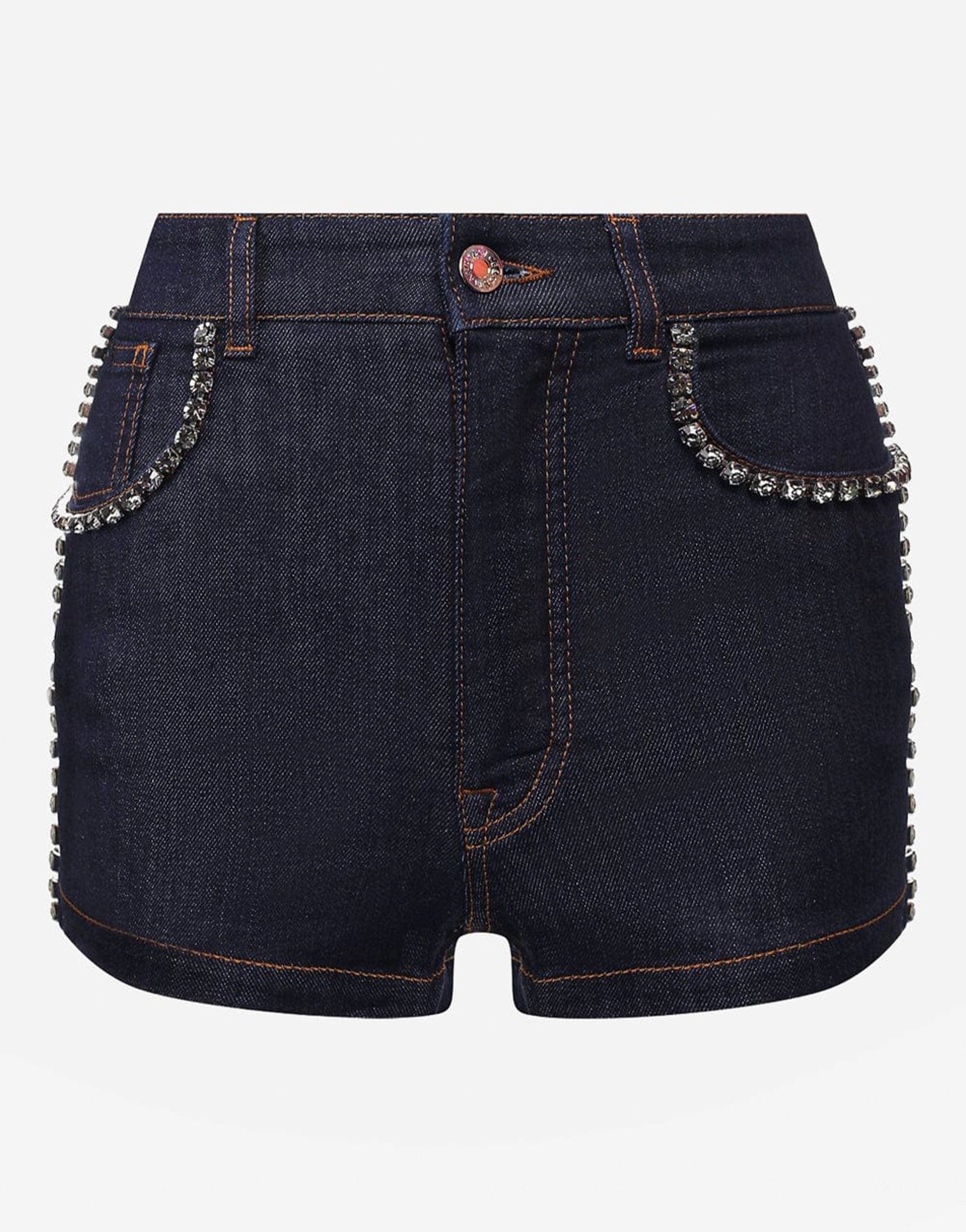 Dolce & Gabbana Crystal-Embellished Denim Shorts