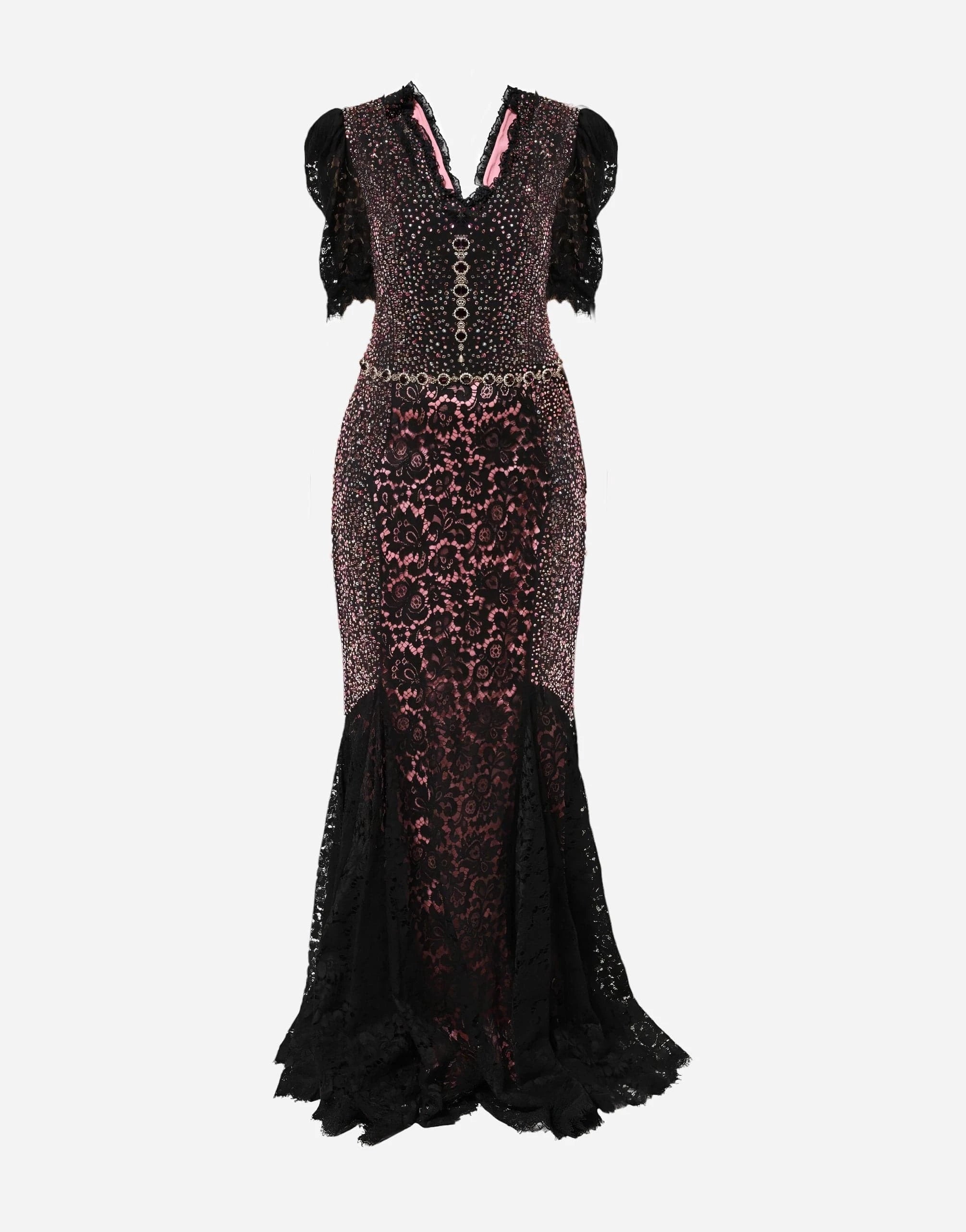 Dolce & Gabbana Crystal-Embellished Lace Mermaid Gown