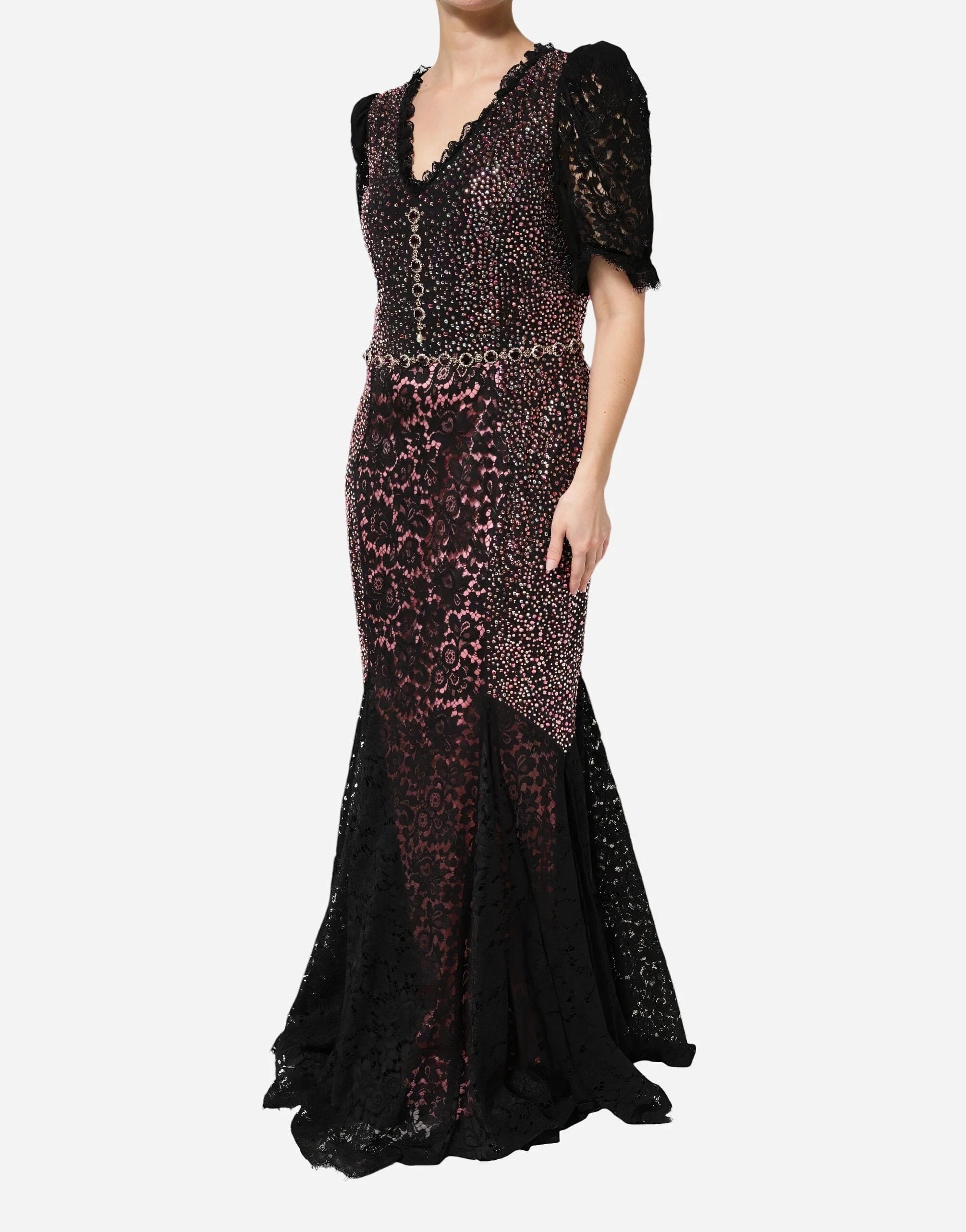 Dolce & Gabbana Crystal-Embellished Lace Mermaid Gown
