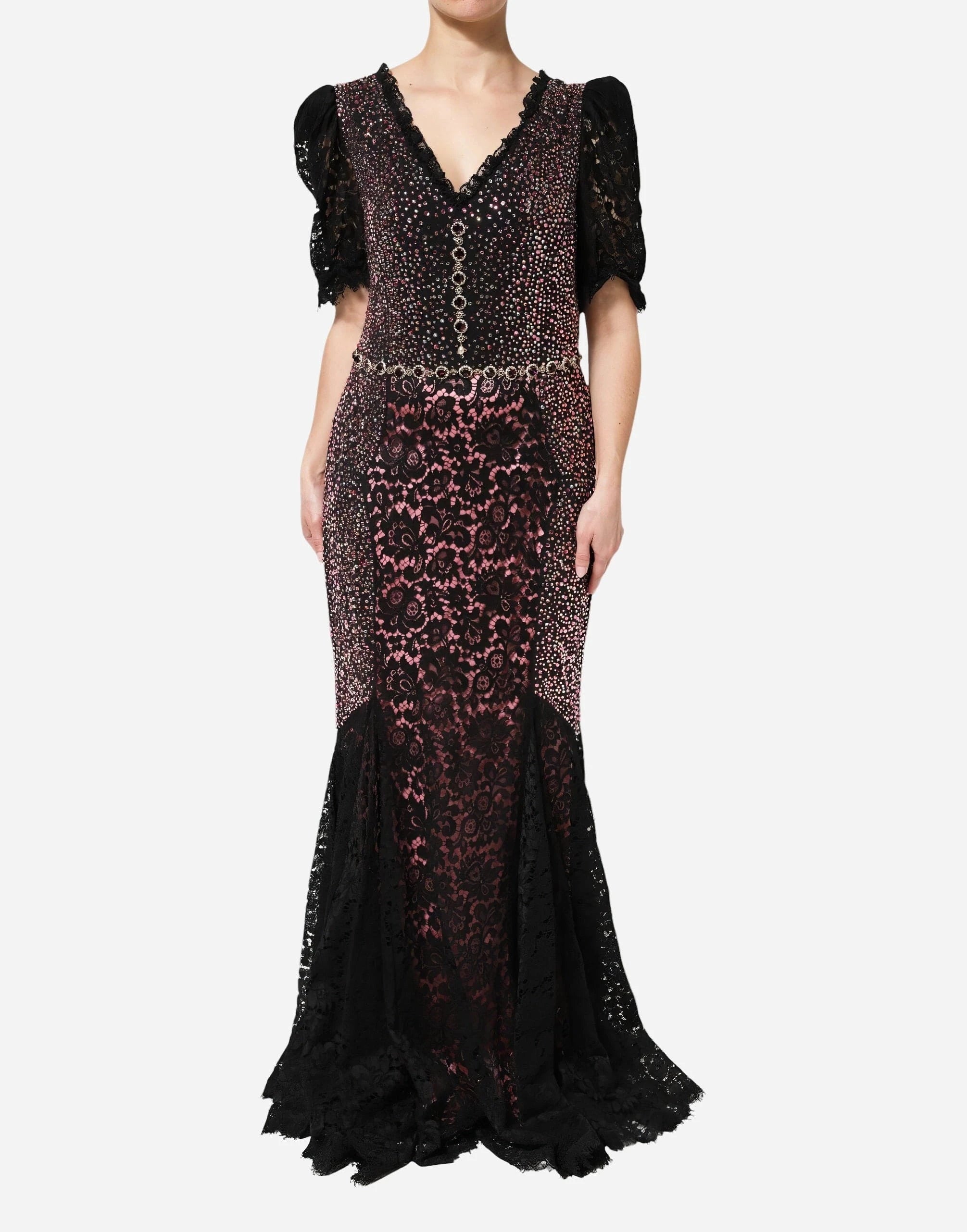 Dolce & Gabbana Crystal-Embellished Lace Mermaid Gown