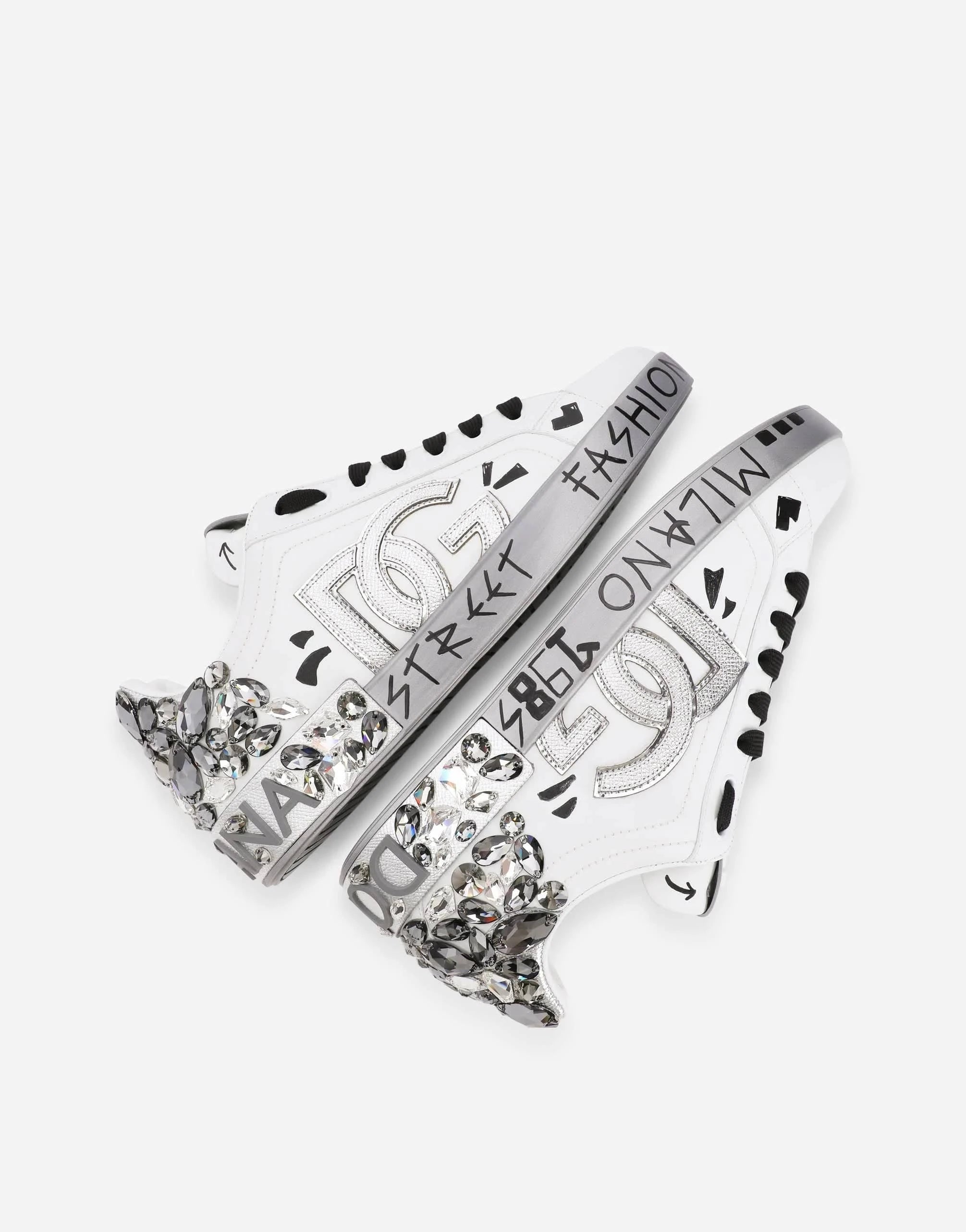 Dolce & Gabbana Crystal-Embellished Logo Portofino Sneakers - alternate view