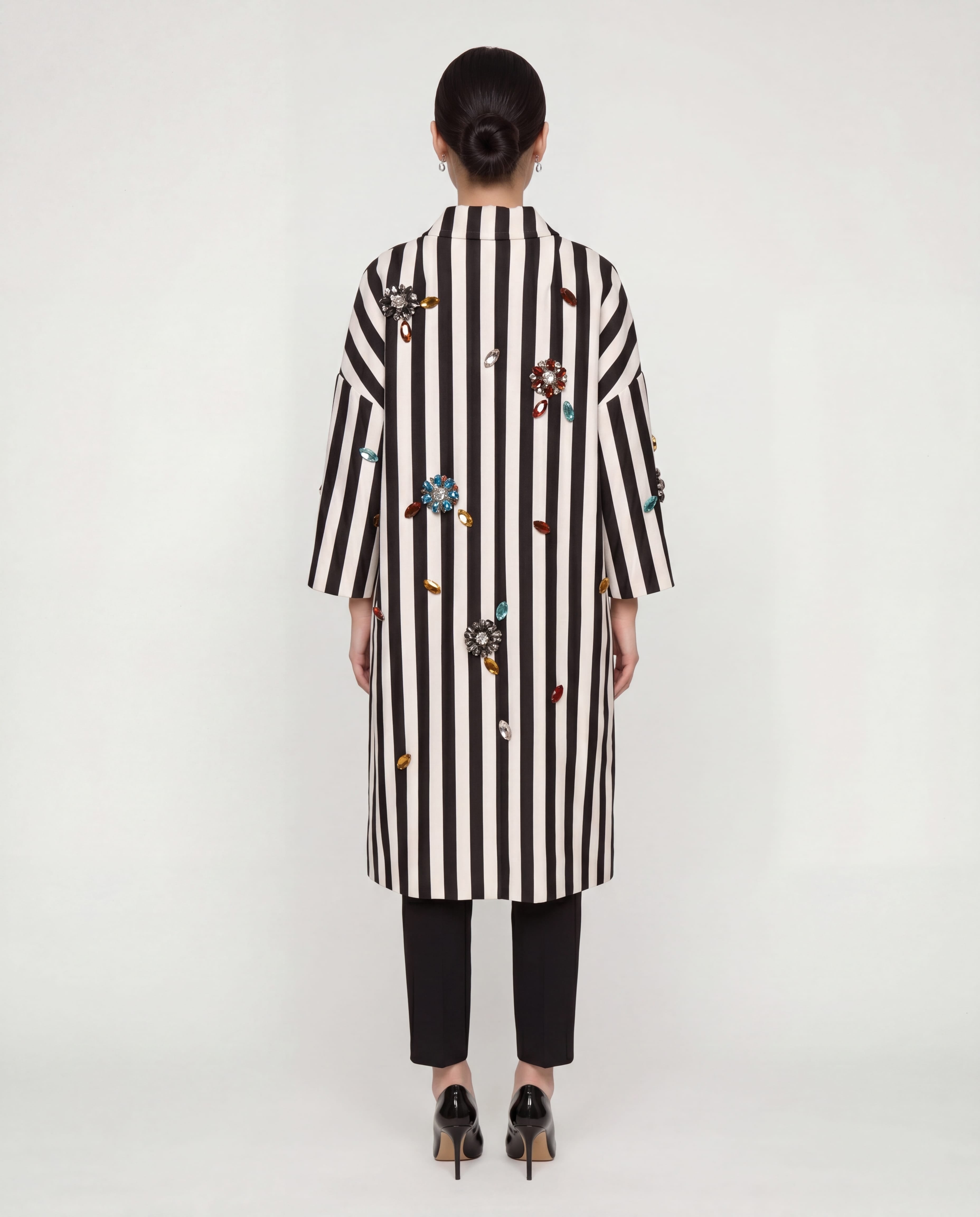 Dolce & Gabbana Dolce & Gabbana Crystal Embellished Striped Coat