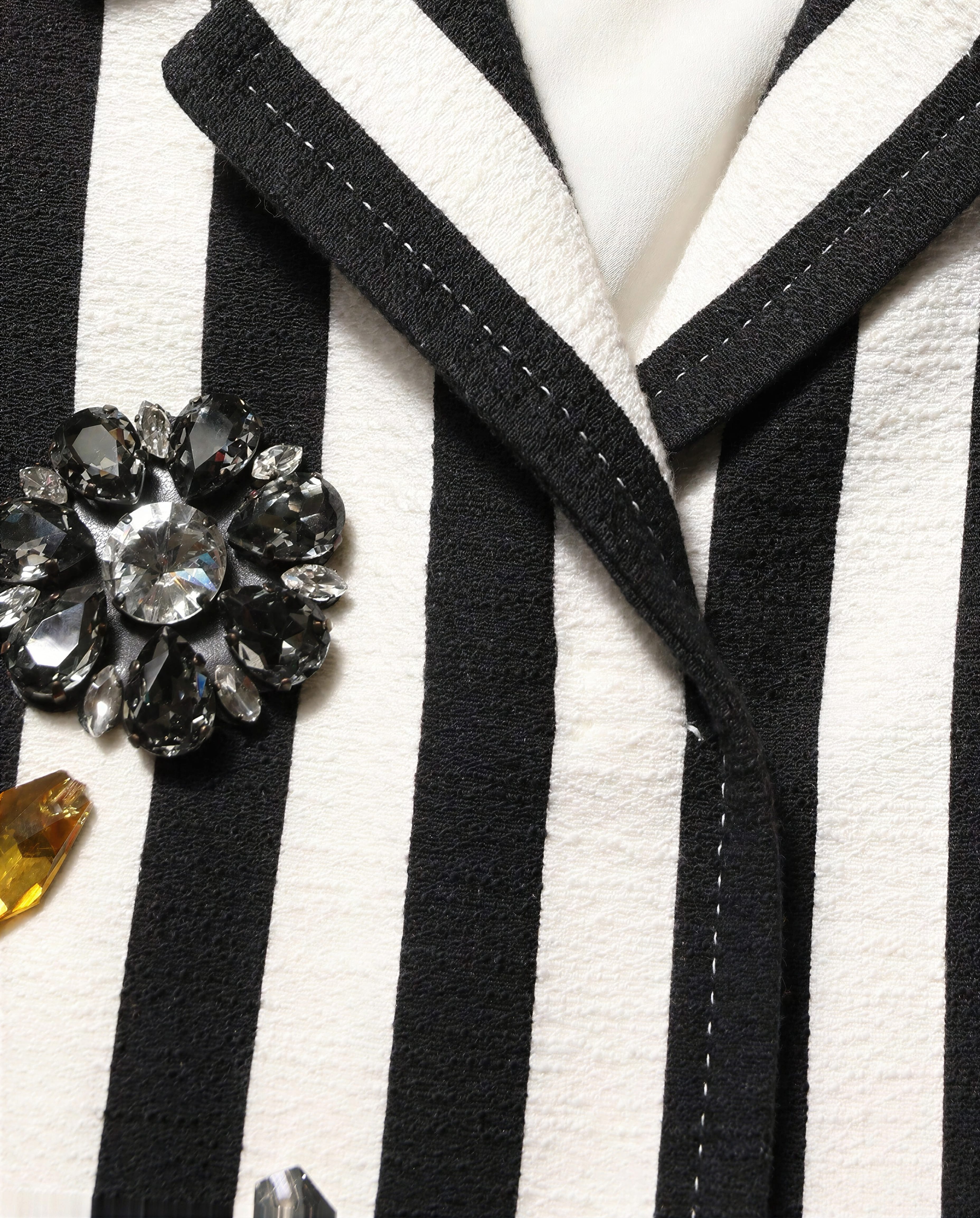 Dolce & Gabbana Dolce & Gabbana Crystal Embellished Striped Coat