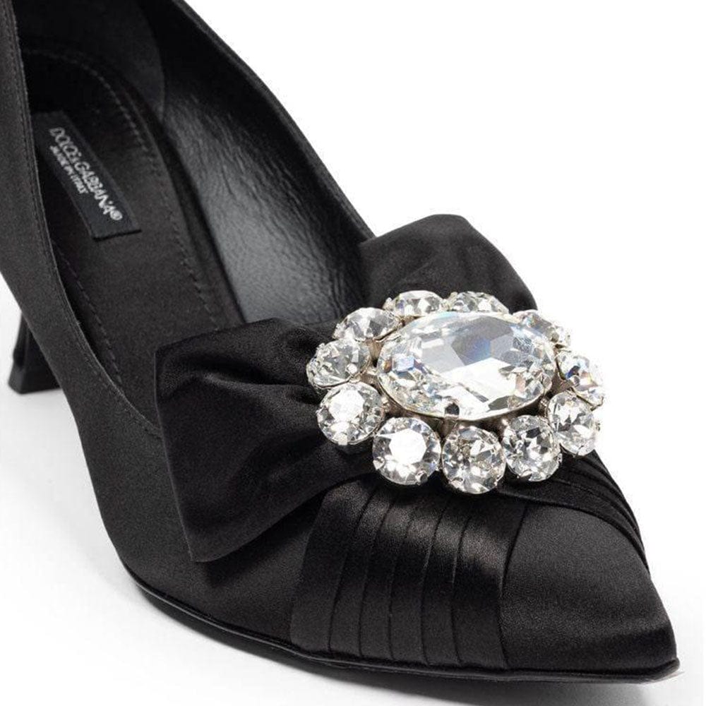 Dolce & Gabbana Crystal-Embellished With Bow Satin Pumps