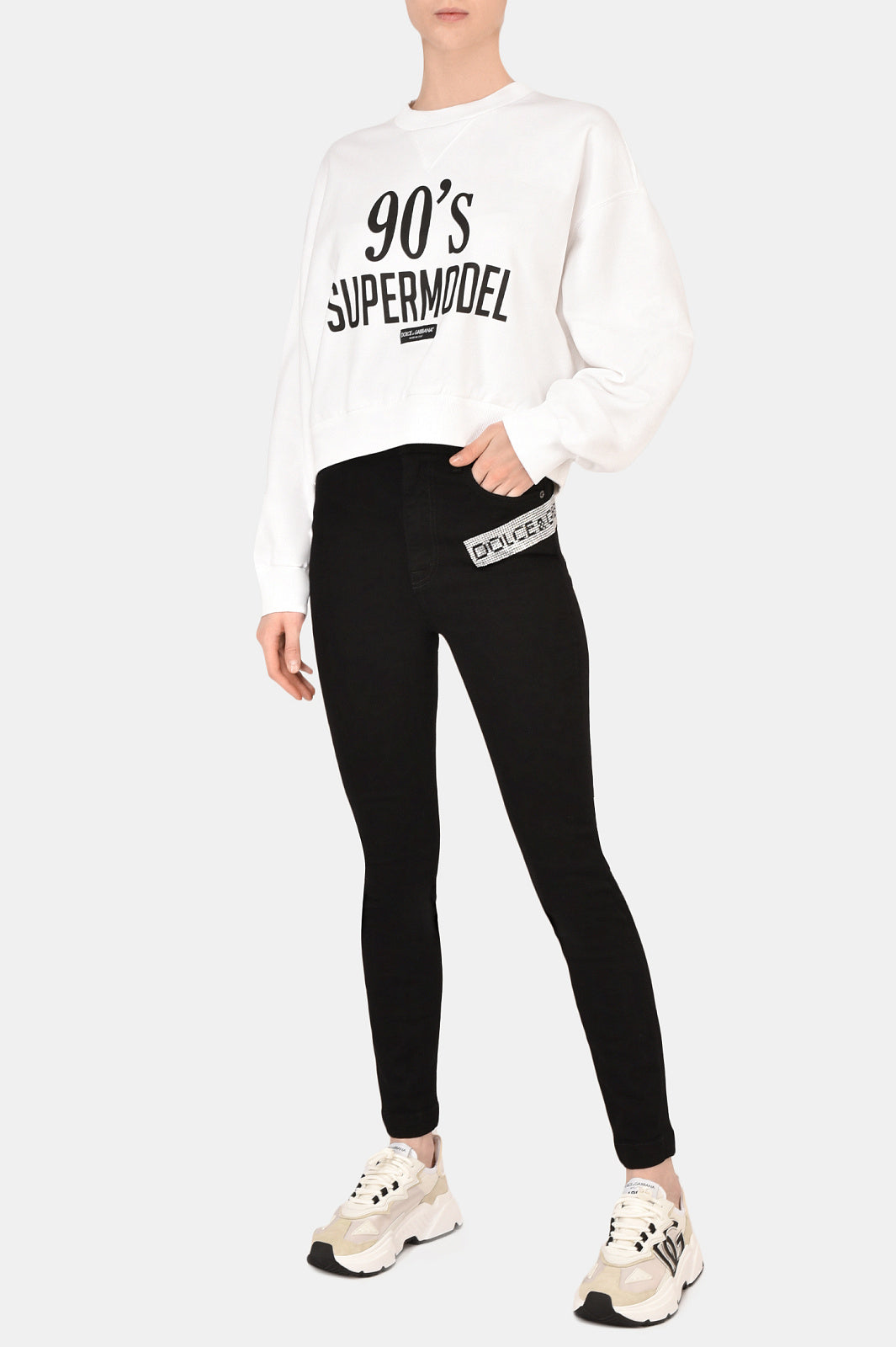 Dolce & Gabbana Jeans Skinny con Logo in Cristalli - alternate view