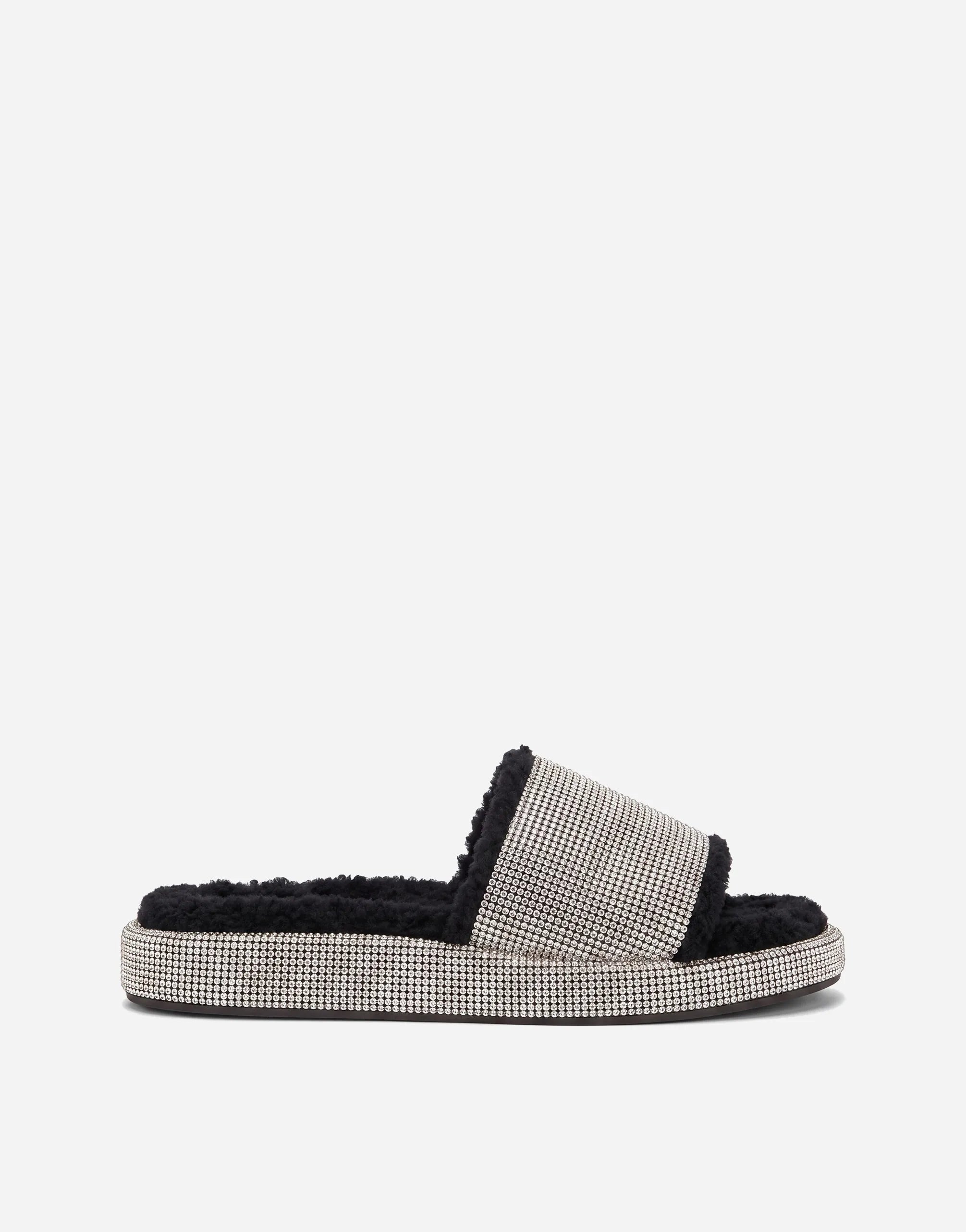 Dolce & Gabbana Dolce & Gabbana Crystal Shearling Slides