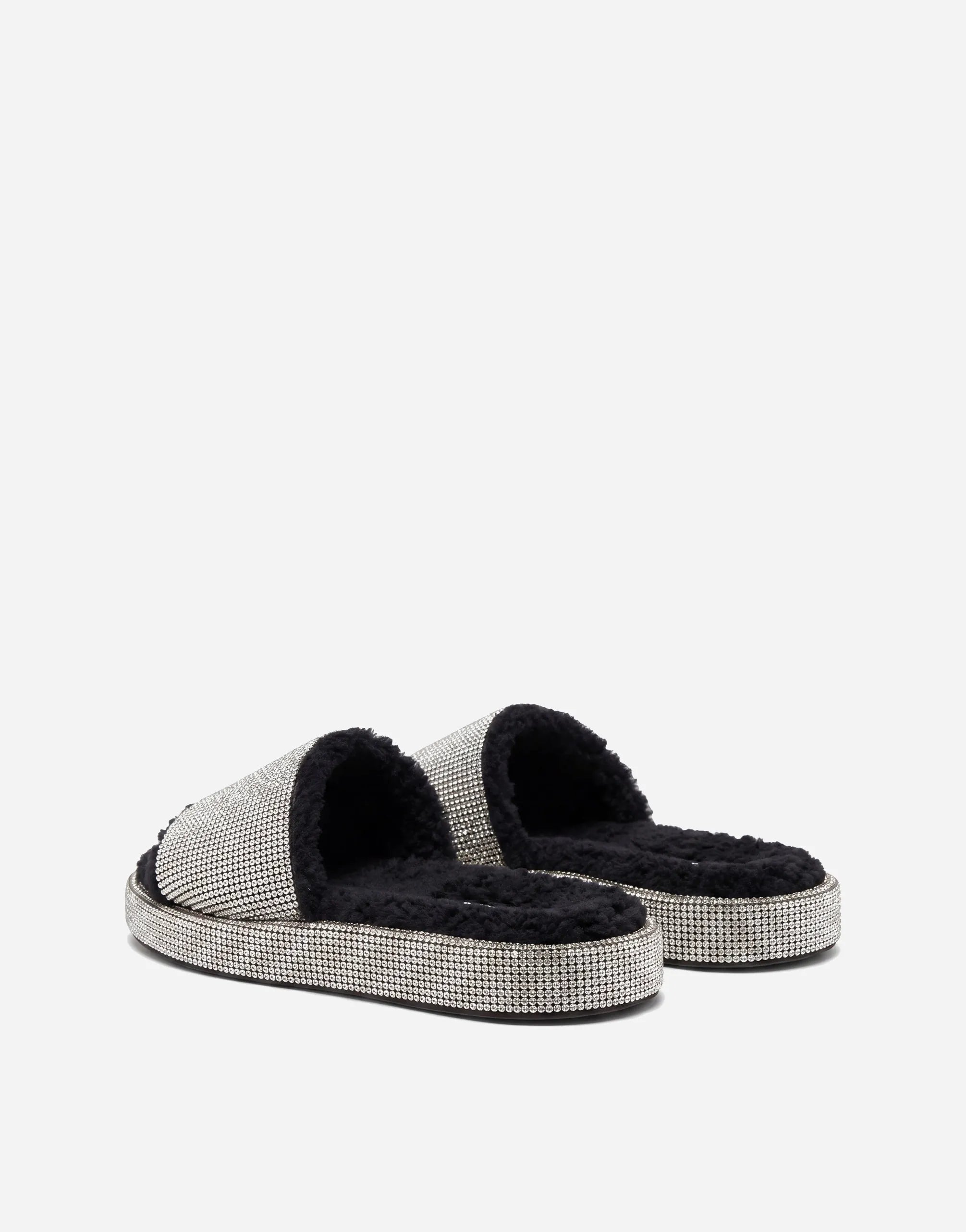 Dolce & Gabbana Dolce & Gabbana Crystal Shearling Slides