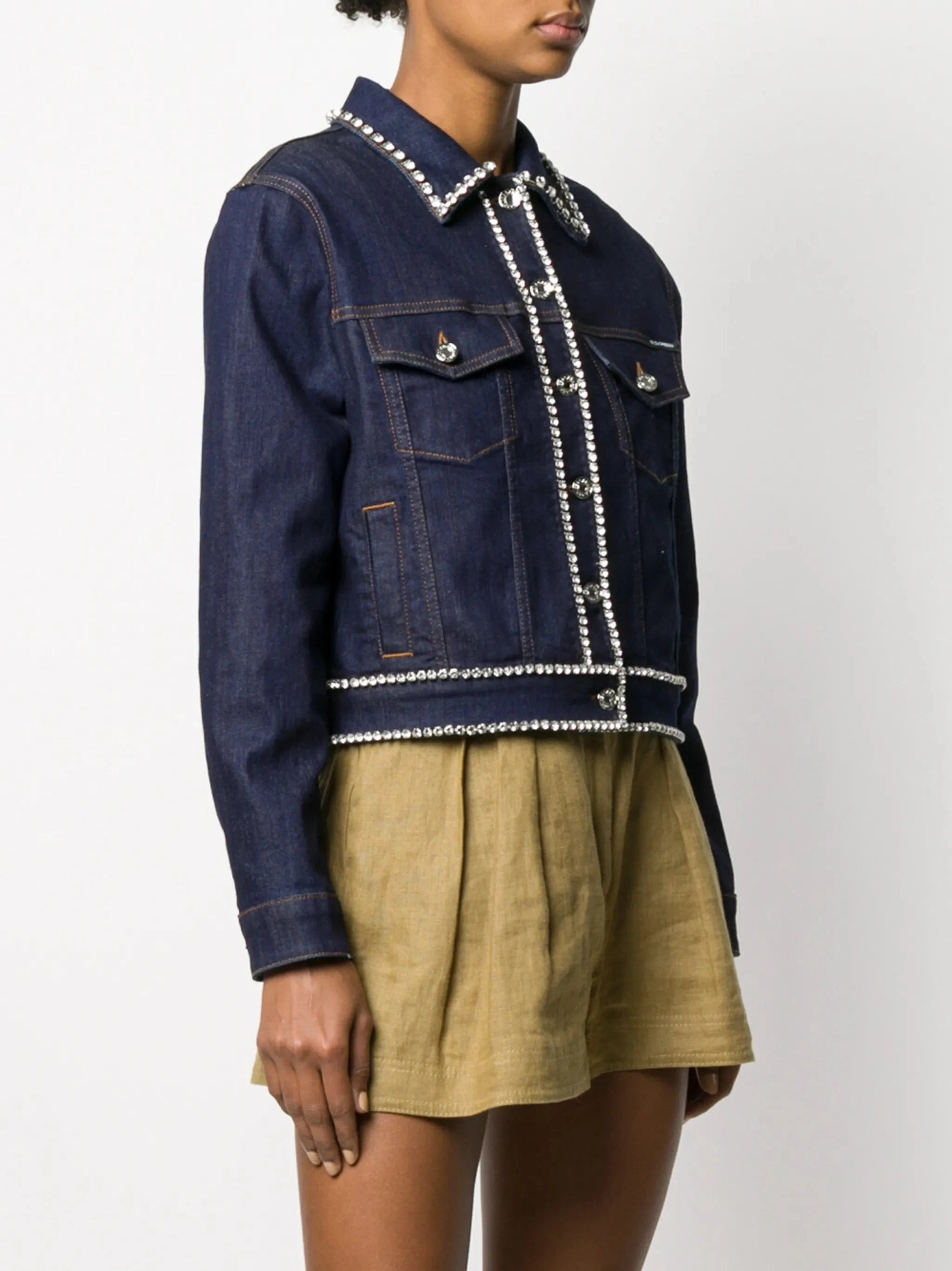 Dolce & Gabbana Crystal-Trimmed Denim Jacket