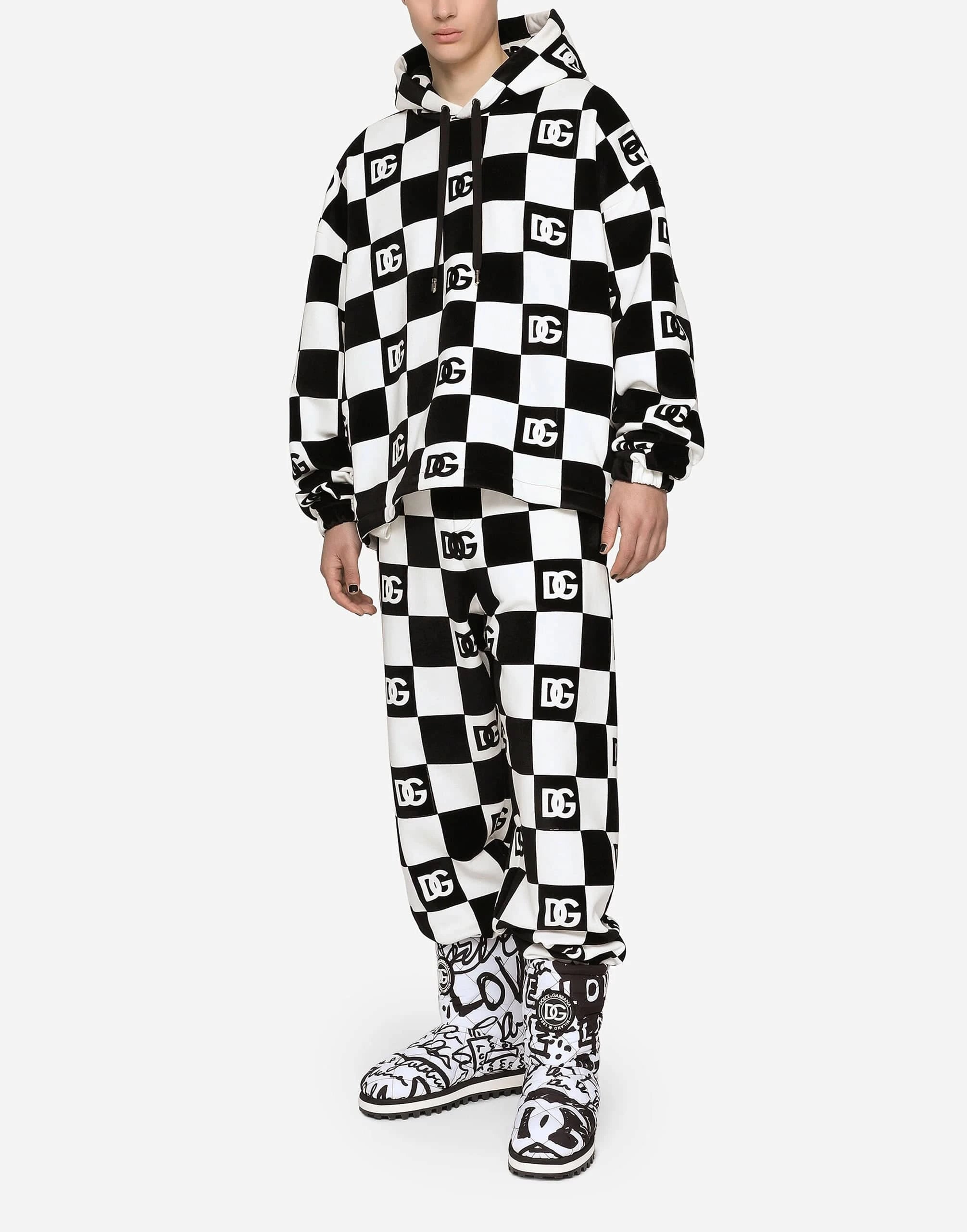 Dolce & Gabbana Damier-Print DG Logo Hoodie