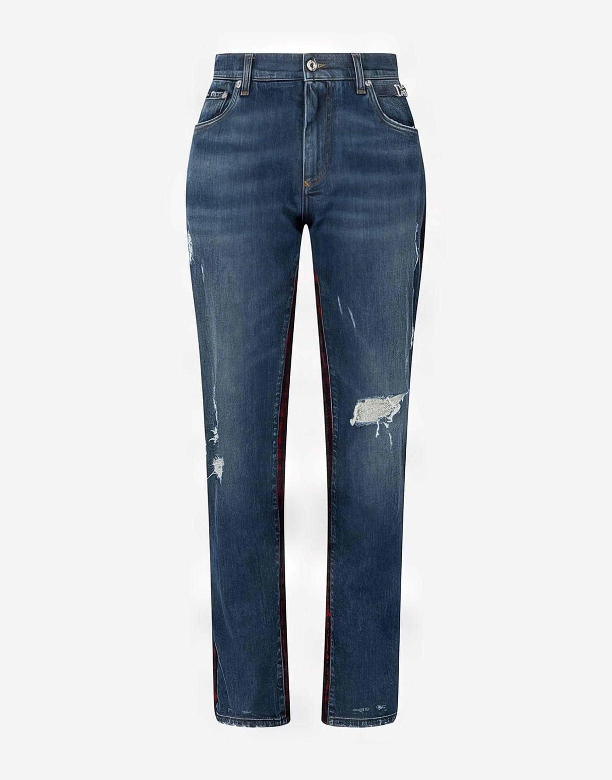 Dolce & Gabbana Denim And Tweed Boyfriend Jeans