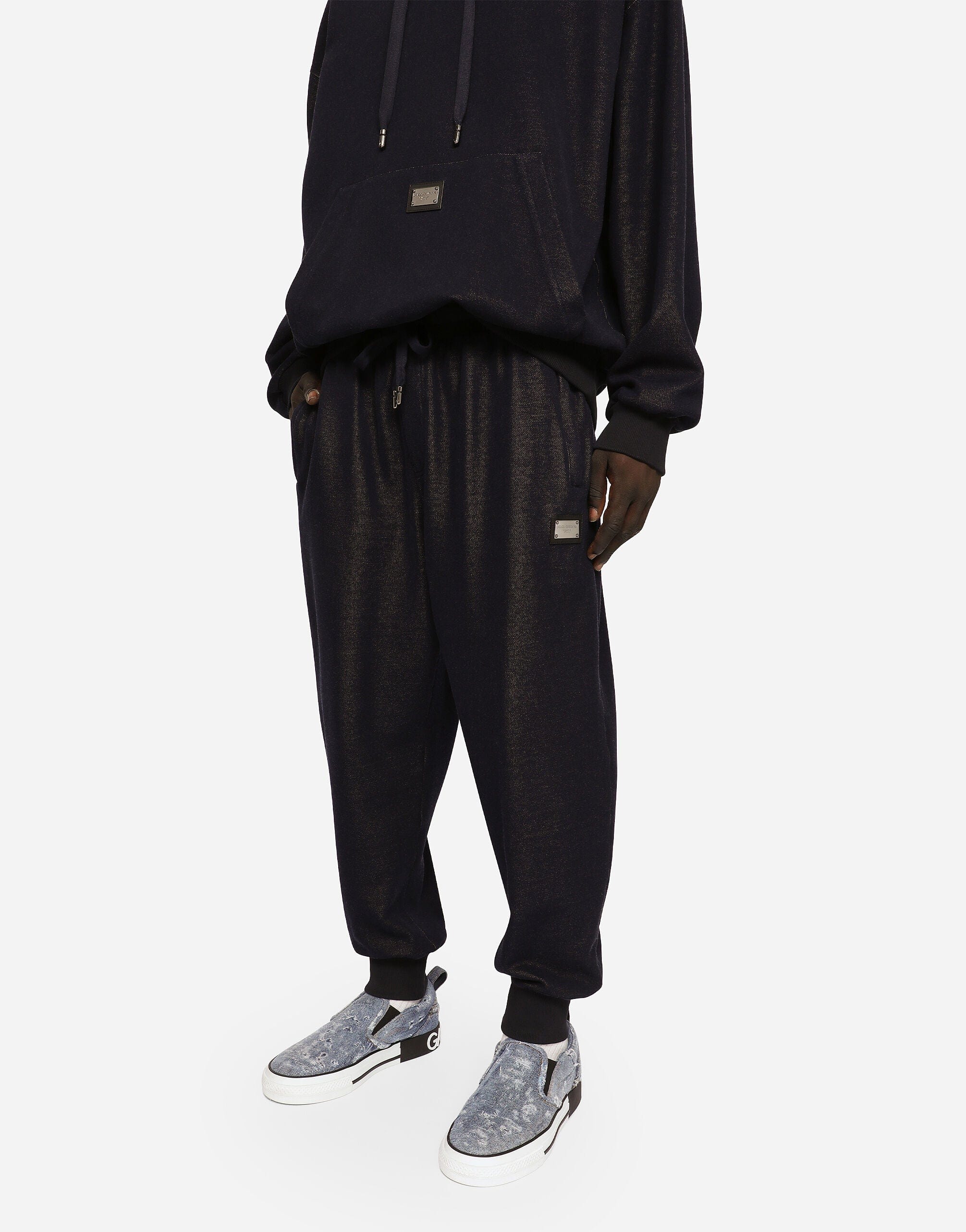 Dolce & Gabbana Denim-Effect Logo Jersey Jogging Pants