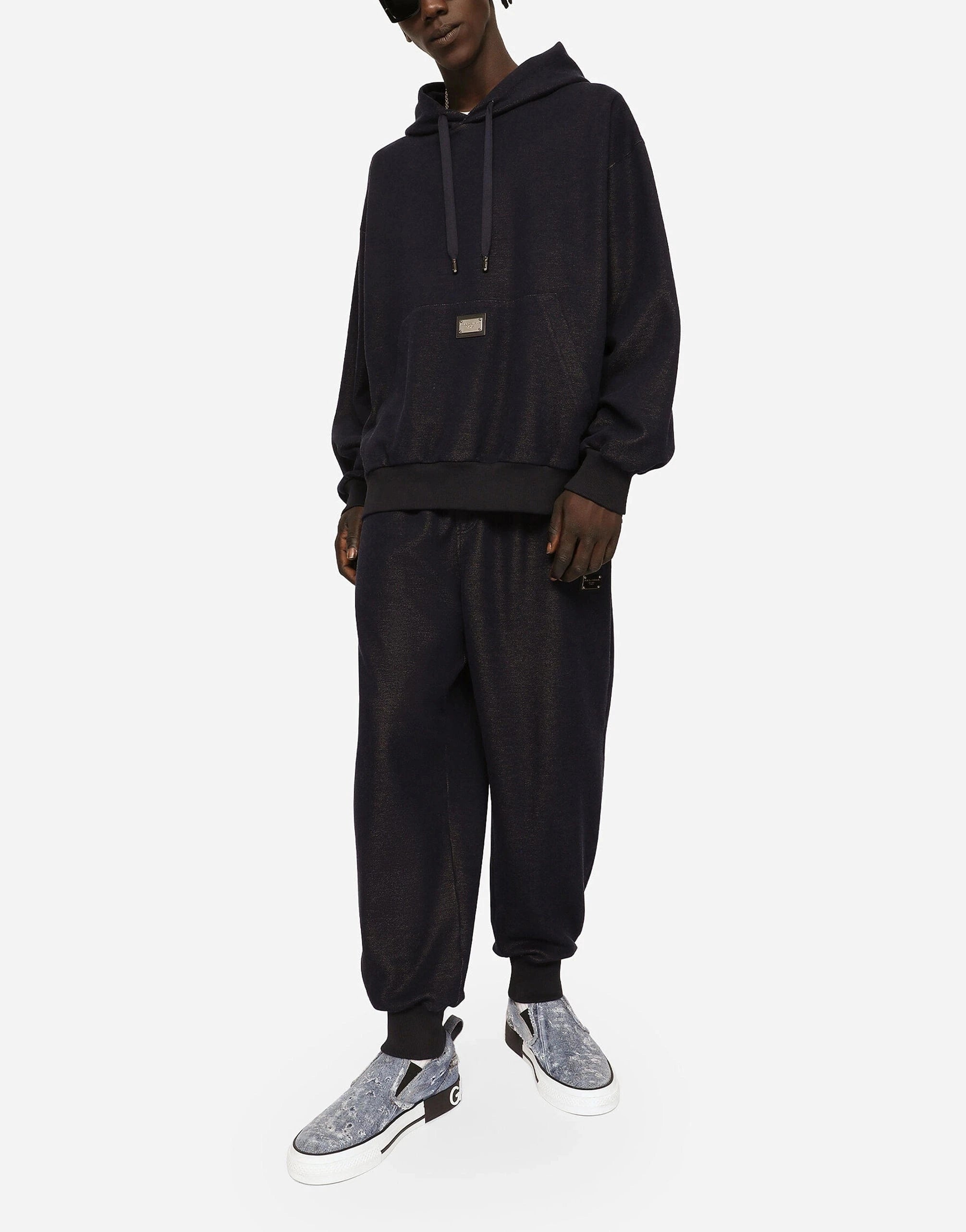 Dolce & Gabbana Denim-Effect Logo Jersey Jogging Pants